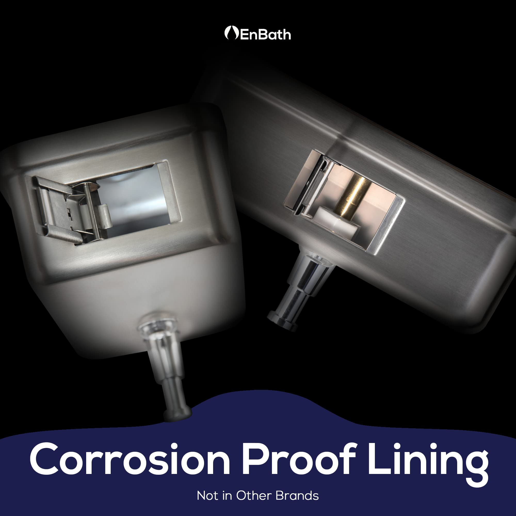 Commercial Soap Dispenser Wall Mount - Horizontal Stainless Steel Wall Mounted Soap Dispenser for Bathroom - New Superior Design with Anti-Leak Pump and Corrosion-Proof Lining- 37oz (1100ml) by EnBath