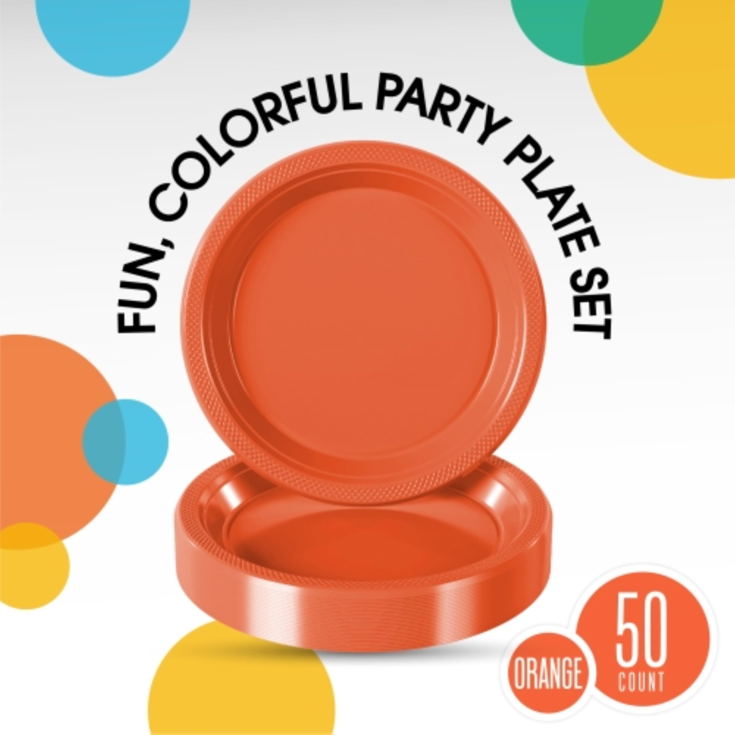 Exquisite Orange Plastic Plates For Party 9 Orange Disposable Plates For Party Supplies 50 Pcs Disposable Dinner Plate Heavy D