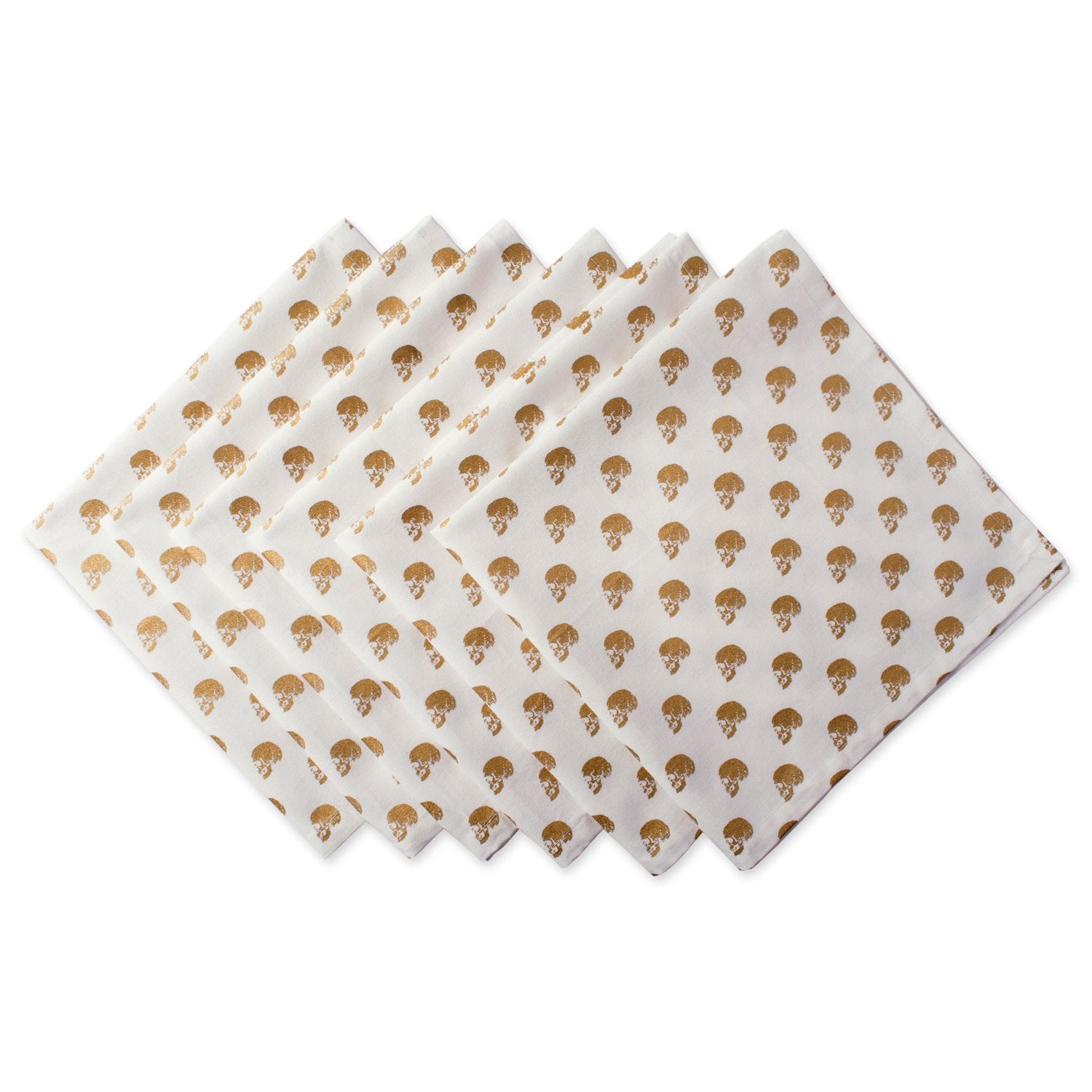 Dii Decorative Kitchen & Tabletop Gold Skull Halloween Collection, Napkin, 6 Piece