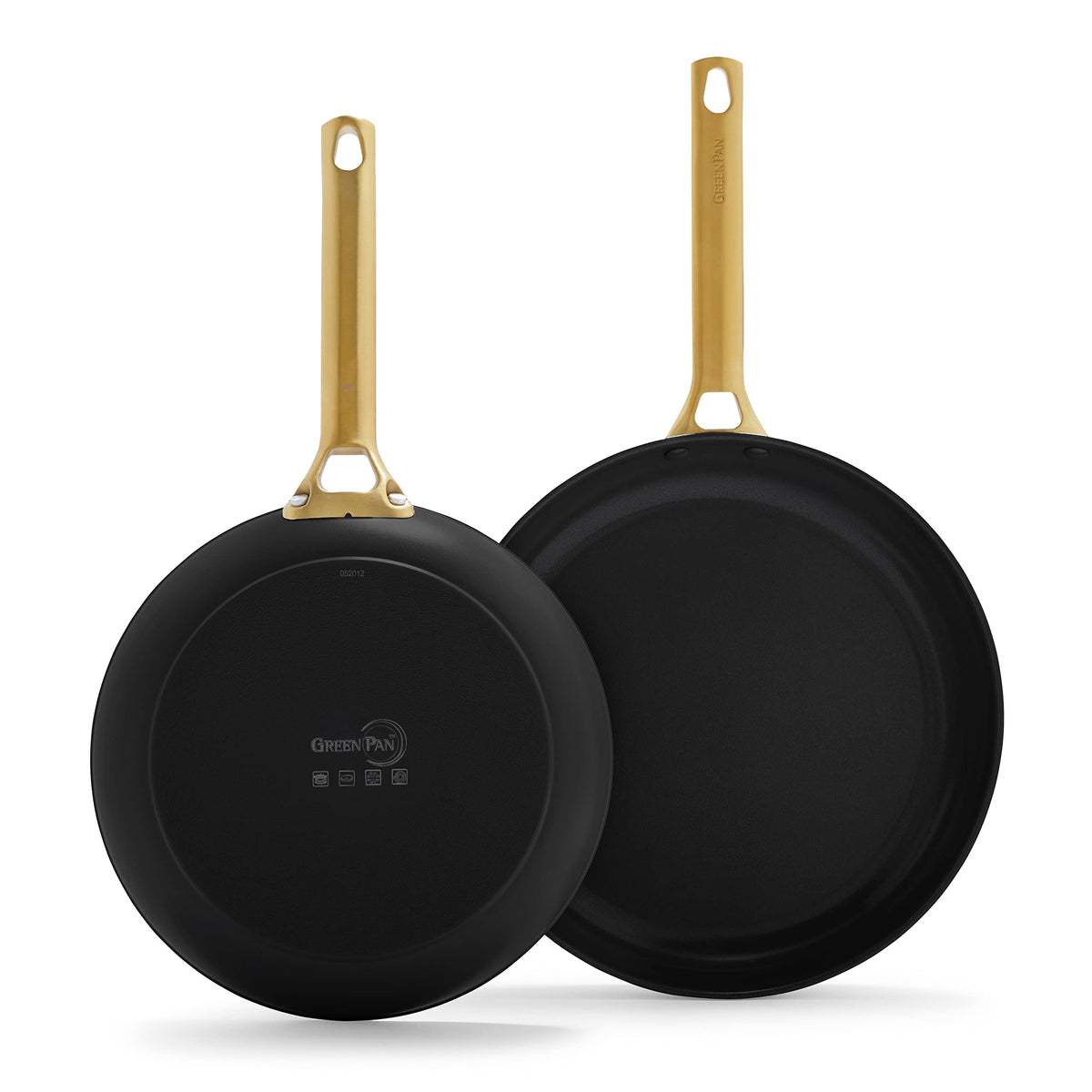 Greenpan Reserve Hard Anodized Healthy Ceramic Nonstick 8'' And 10'' Frying Pan Skillet Set, Gold Handle, Pfas-Free, Dishwasher