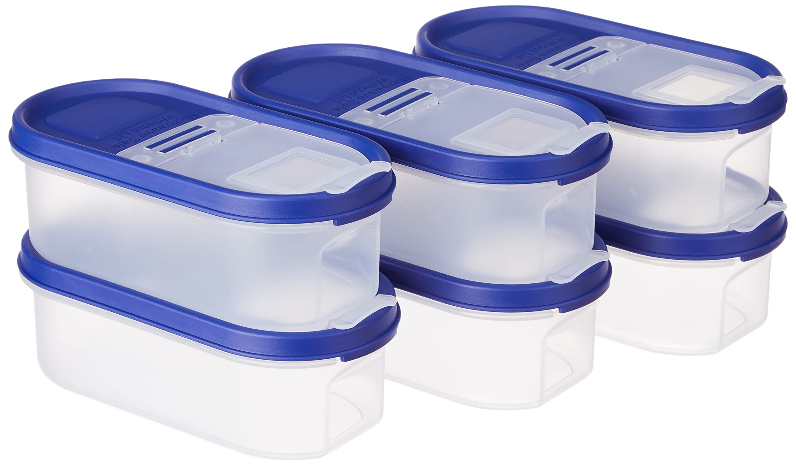 Amazon Brand  Solimo Modular Plastic Container And Dispenser, Set Of 6 (525 Ml Each)  Blue