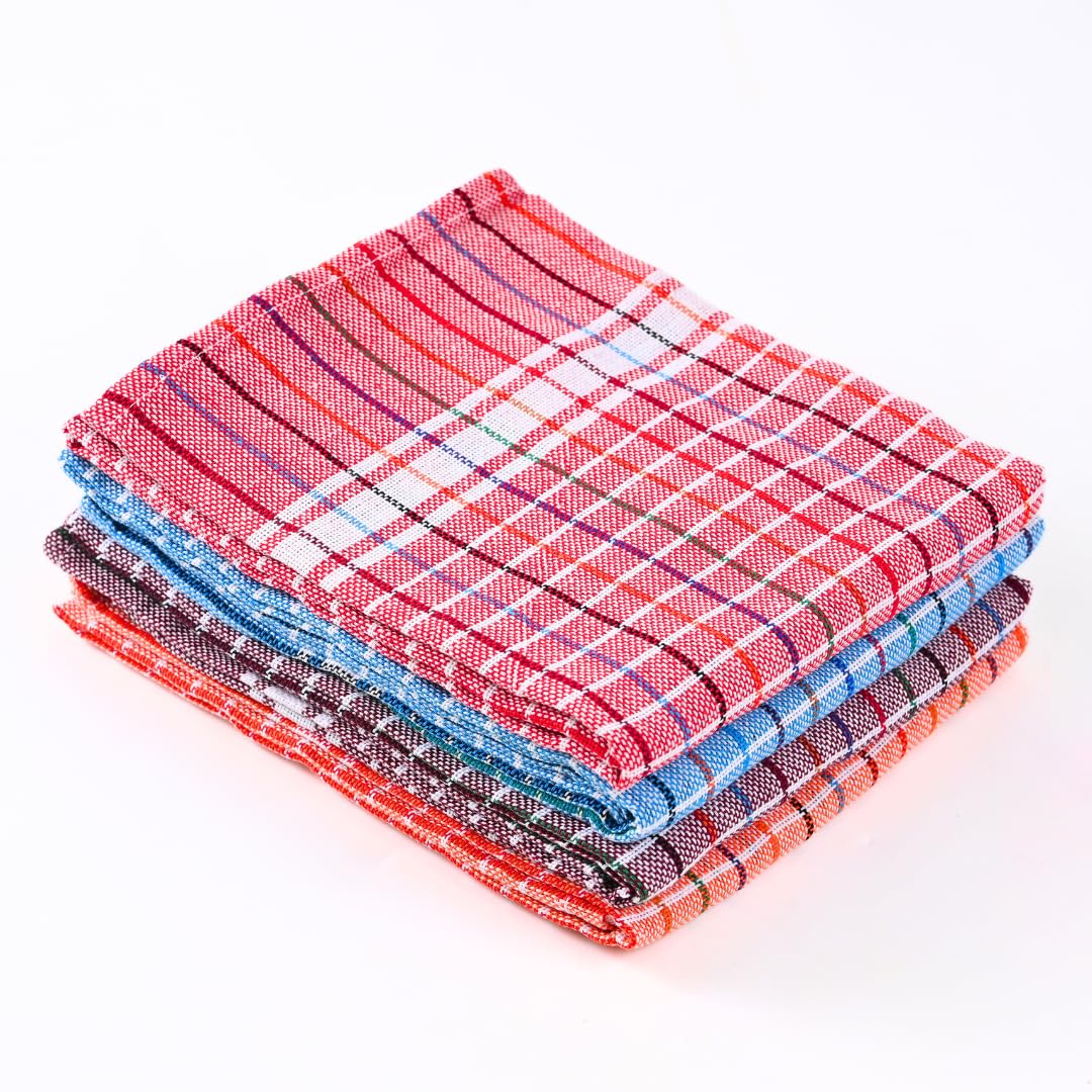 Yatta Cotton Kerala Thorthu Gamcha Bath Towels Set Of 4 | Pure Cotton, Thin, Lightweight & Quick Dry | Soft, Absorbent Handloom 