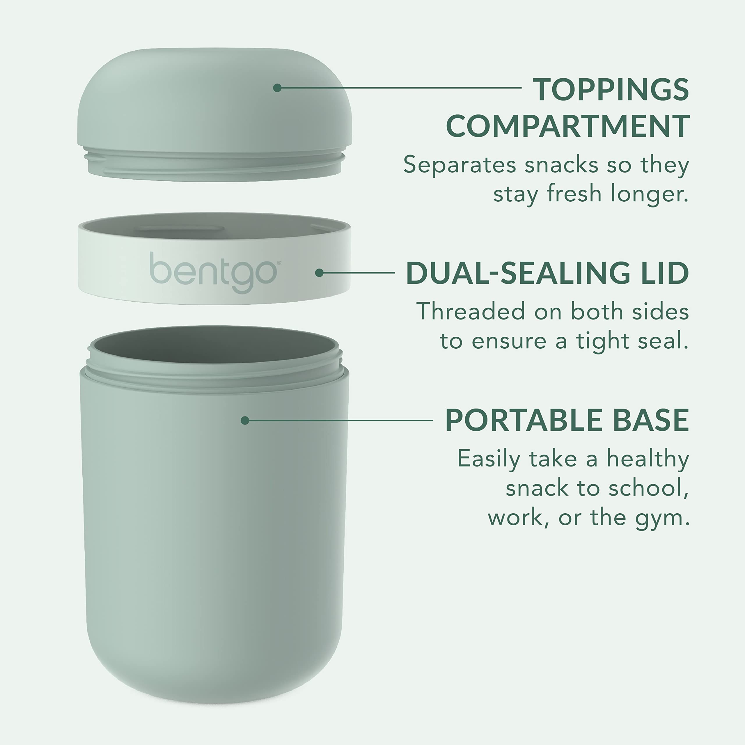 Bentgo Snack Cup - Reusable Snack Container With Leak-Proof Design, Toppings Compartment, And Dual-Sealing Lid, Portable & Light