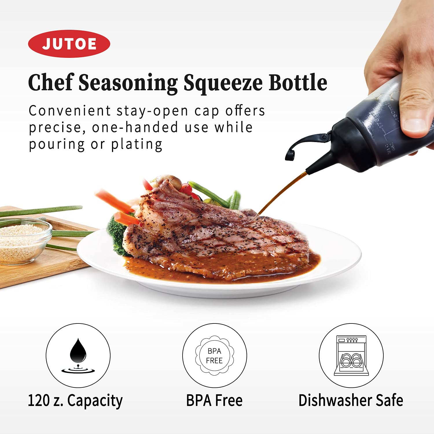 Jutoe 3Pack Plastic Squeeze Bottles,12 Oz Plastic Squeeze Squirt Condiment Bottles With Leak-Proof Cap,Condiment Squeeze Bottle