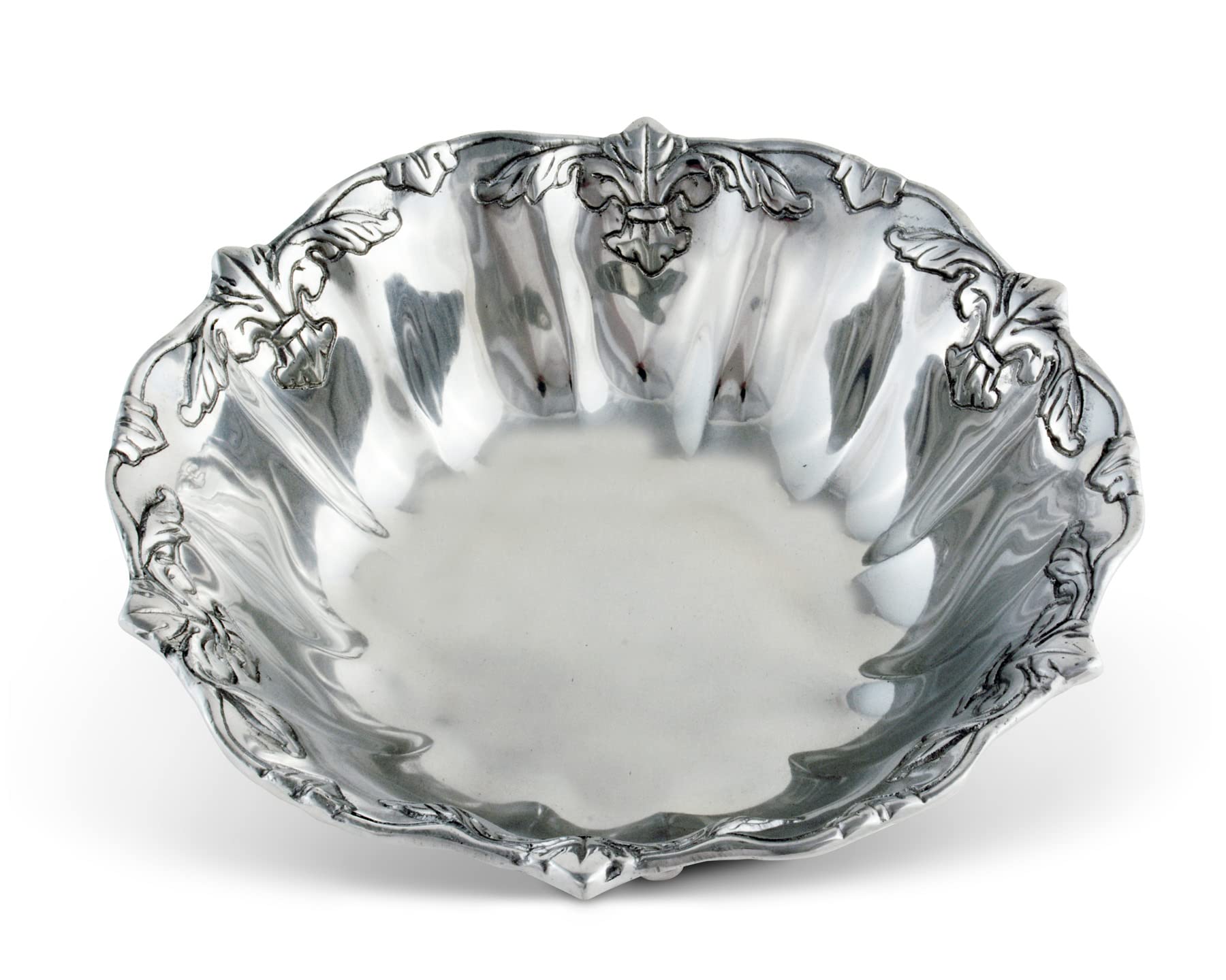 Arthur Court Designs Aluminum Fleur-De-Lis Salad Bowl 12 Inch Diameter 4 Inch