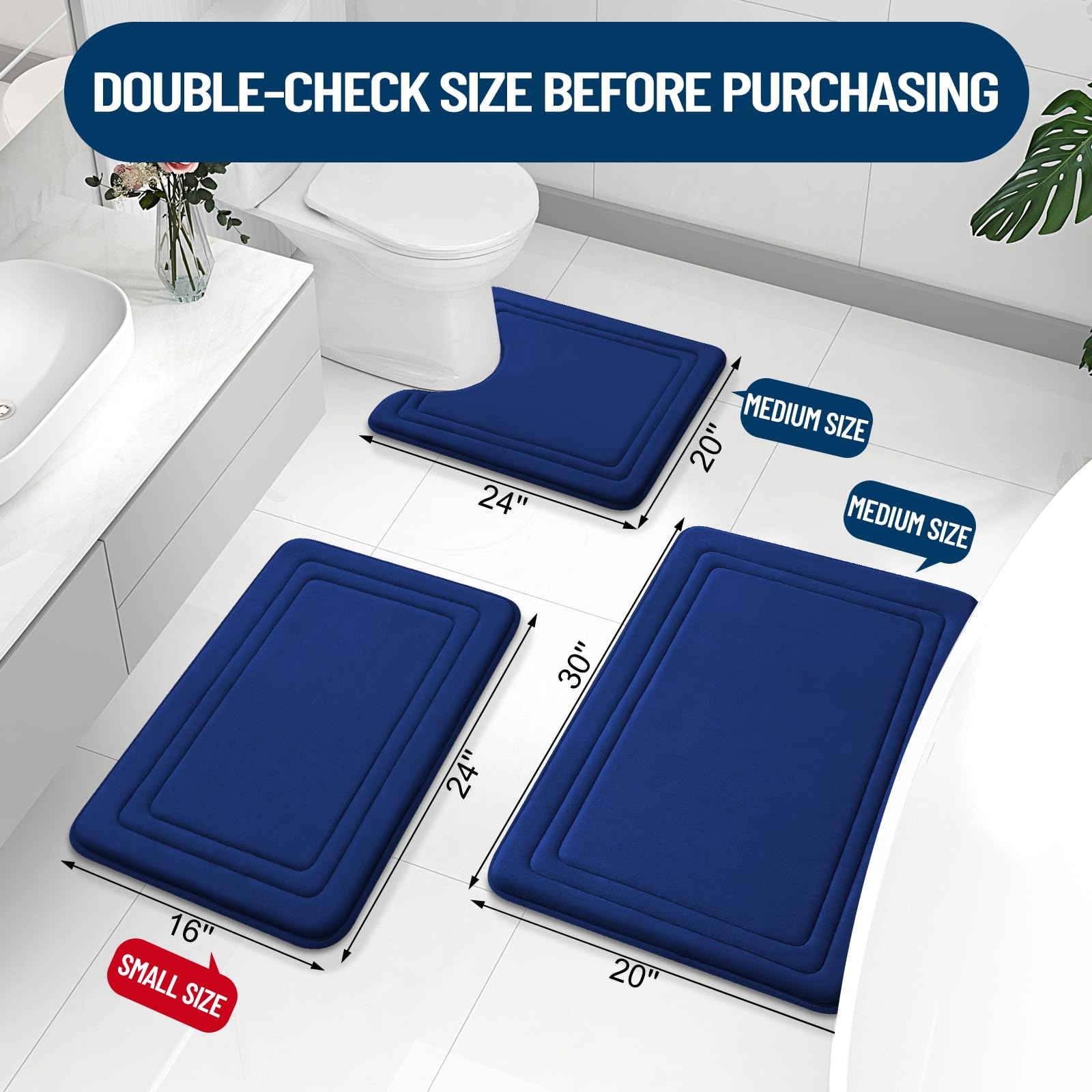 Grandaily Memory Foam Bath Mat Rug 59X24, Ultra Soft, Non-Slip And Absorbent Bathroom Rugs, Machine Wash Dry, Comfortable Bath R