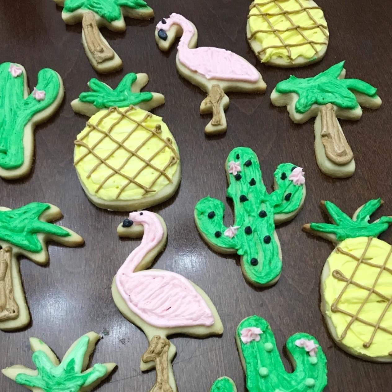 Hawaiian Cookie Cutter Set-6 Piece-Cactus, Pineapple, Flamingo, Monstera Leaf And Palm Tree-Tropical Cookie Cutters Molds For Su