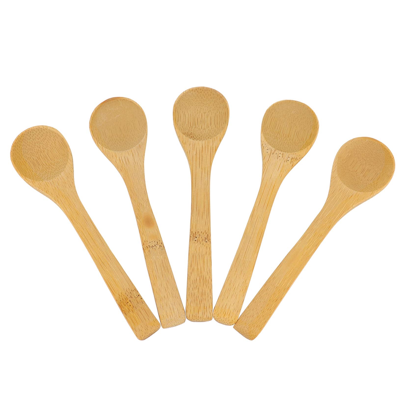 Bezall 5Pcs Small Wooden Spoons, Mini Wooden Condiment Salt Spoons Tasting Spoons Honey Teaspoons For Seasoning Coffee Tea Sugar