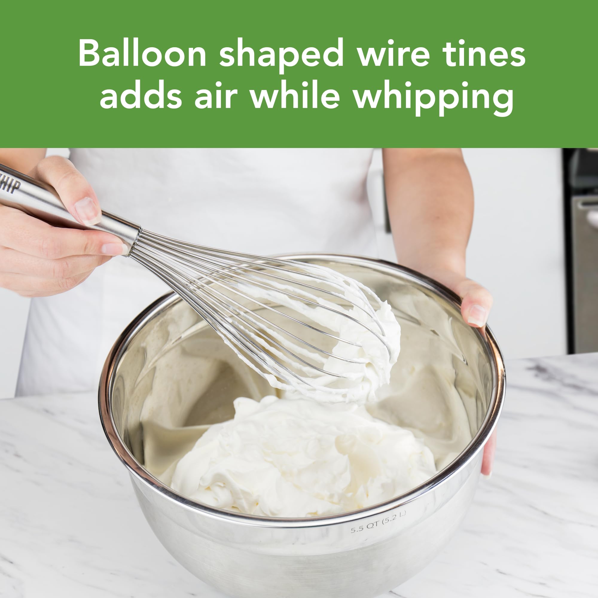 Tovolo Stainless Steel Whisk Set - 5 Sizes (6" to 12") - Dishwasher Safe Kitchen Tools for Cooking, Mixing, and Whipping