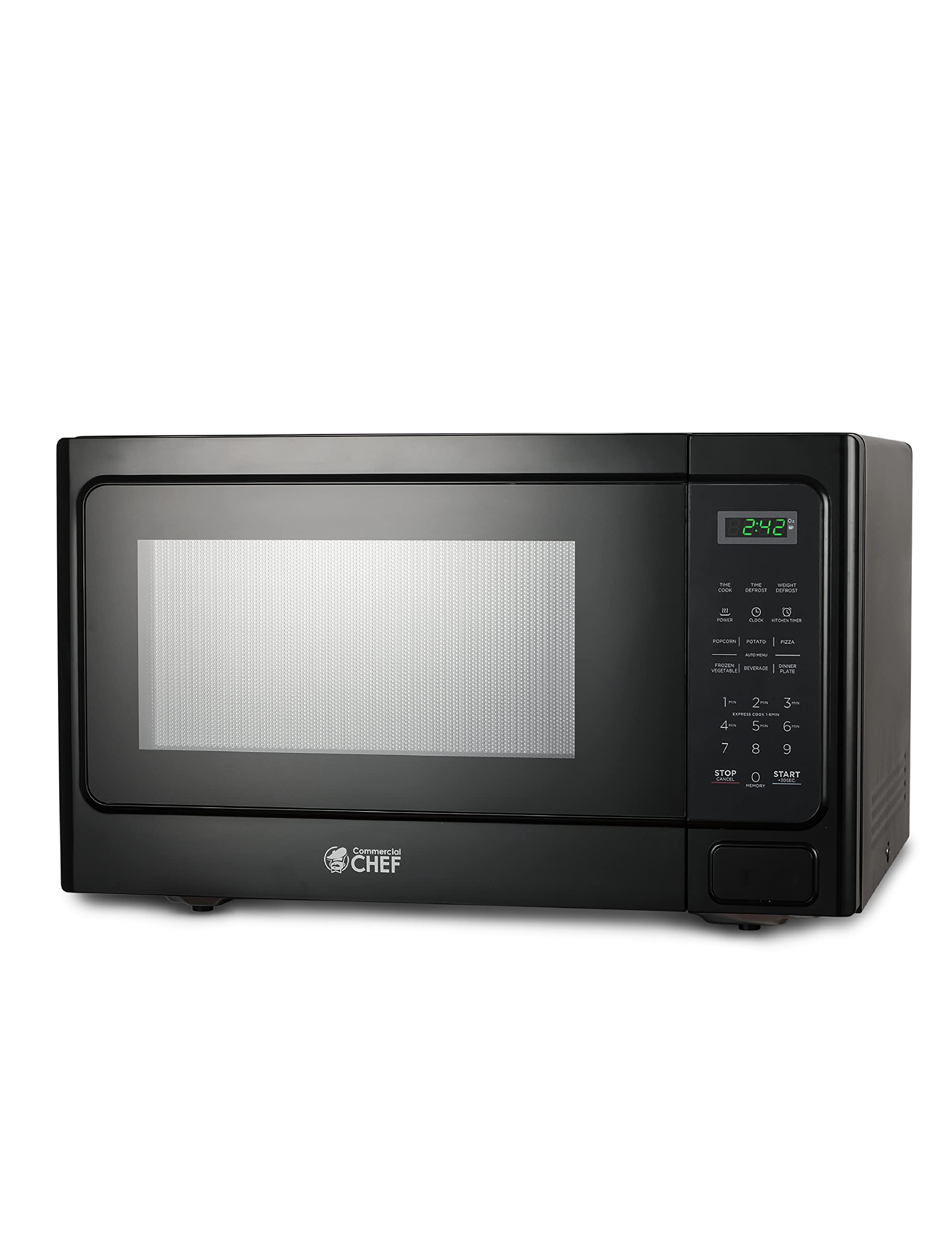 Commercial Chef Small Microwave 1.3 Cu. Ft. Countertop Microwave With Digital Display, Black Microwave & 10 Power Levels, Outsta