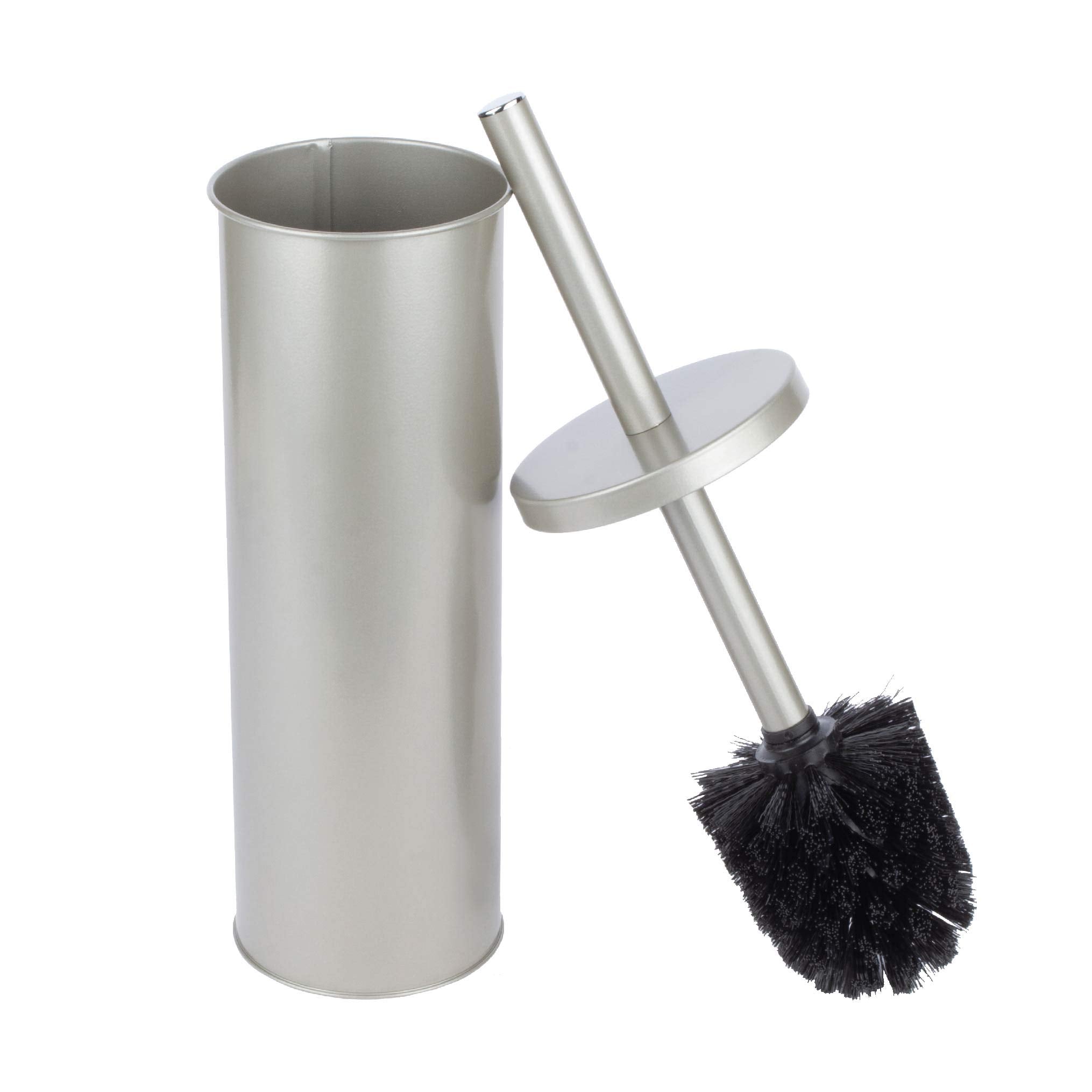 Js Jackson Supplies Sleek Toilet Brush And Holder With Metal Handle - Brushed Nickel