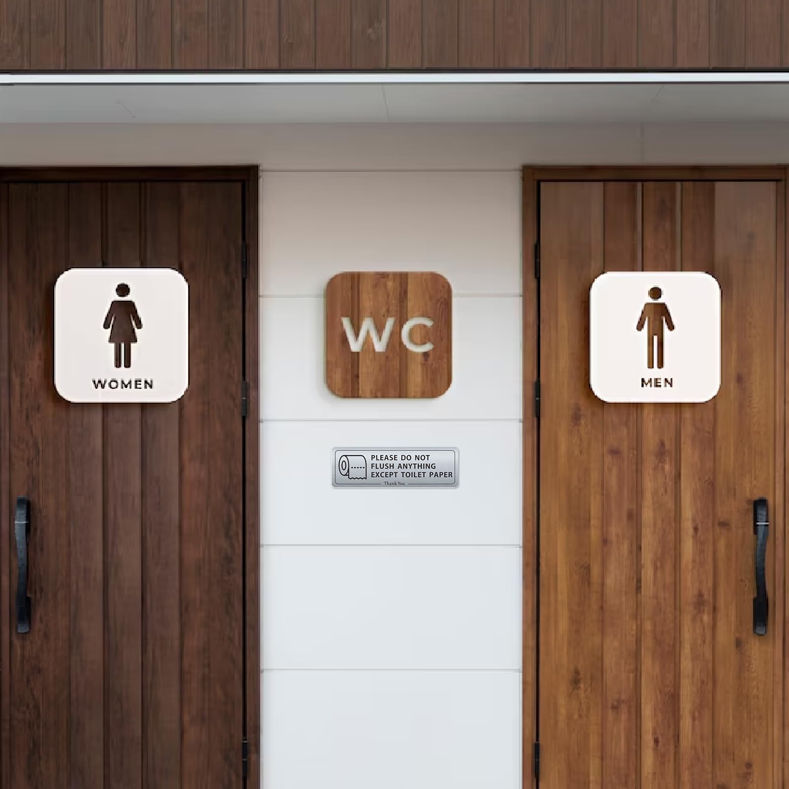 2 PACK Do Not Flush Anything Except Toilet Paper Bathroom Sign for Business Wall Set, Airbnb Essentials for Hosts, Guest Restroo