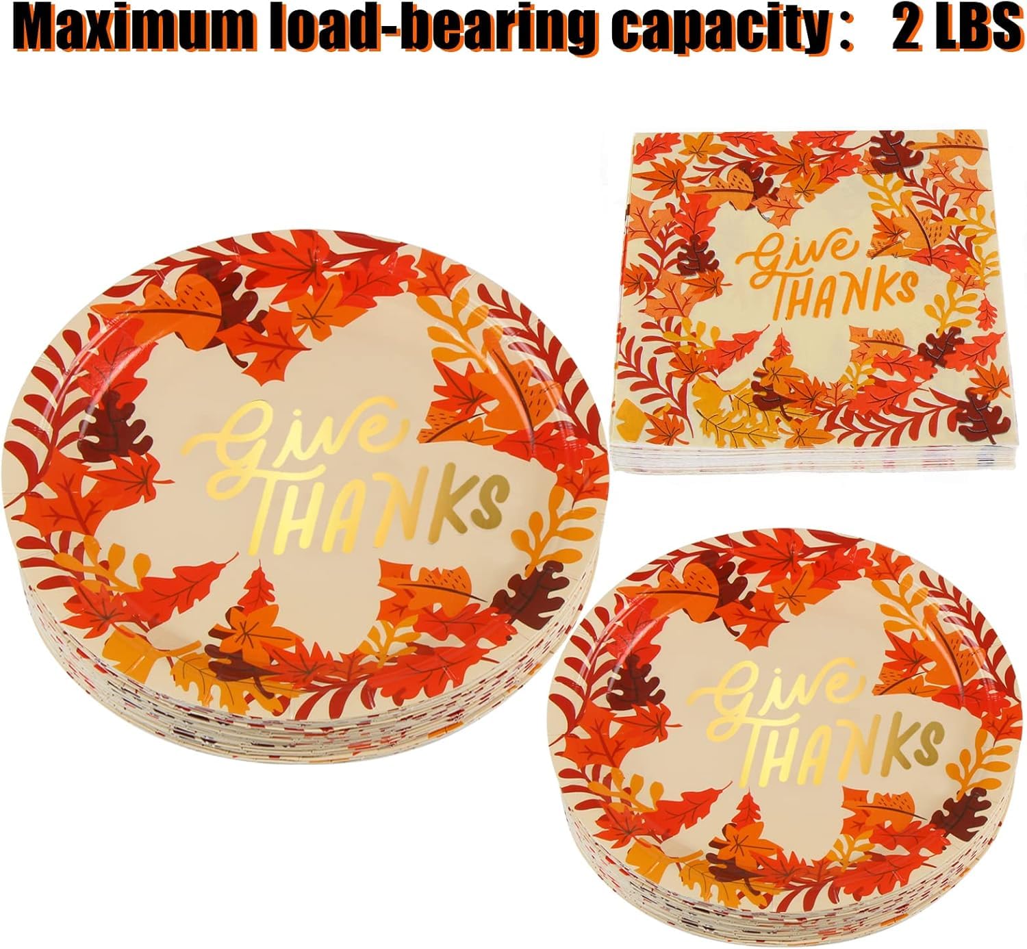 DIYASY 200 Pack Thanksgiving Paper Plates and Napkins, Fall Disposable Plates Dinnerware Heavy Duty Dessert Dinner Plate for 50