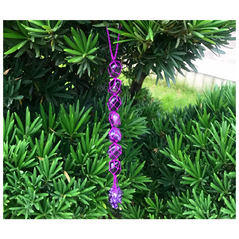 Handmade Natural Amethyst Crystal Window Car Hanging Ornaments 7 Chakra Home Decoration Feng Shui Ornament Yoga Meditation Car D