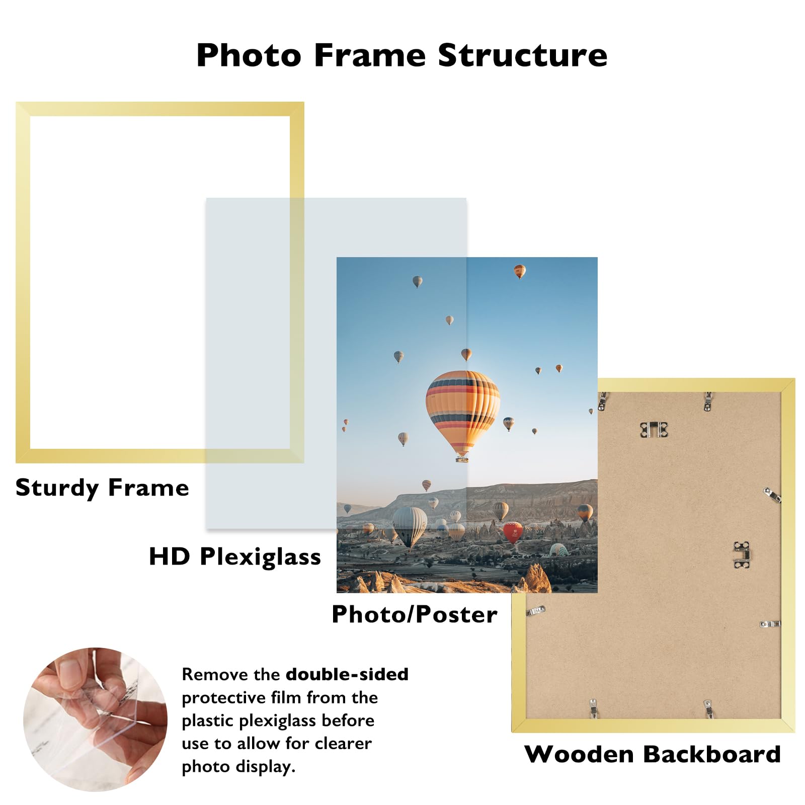 JCJMY 14x19 Picture Frame Gold for Poster Photo Picture, Horizontal and Vertical Formats for Wall Hanging, 14 x 19 Wall Gallery
