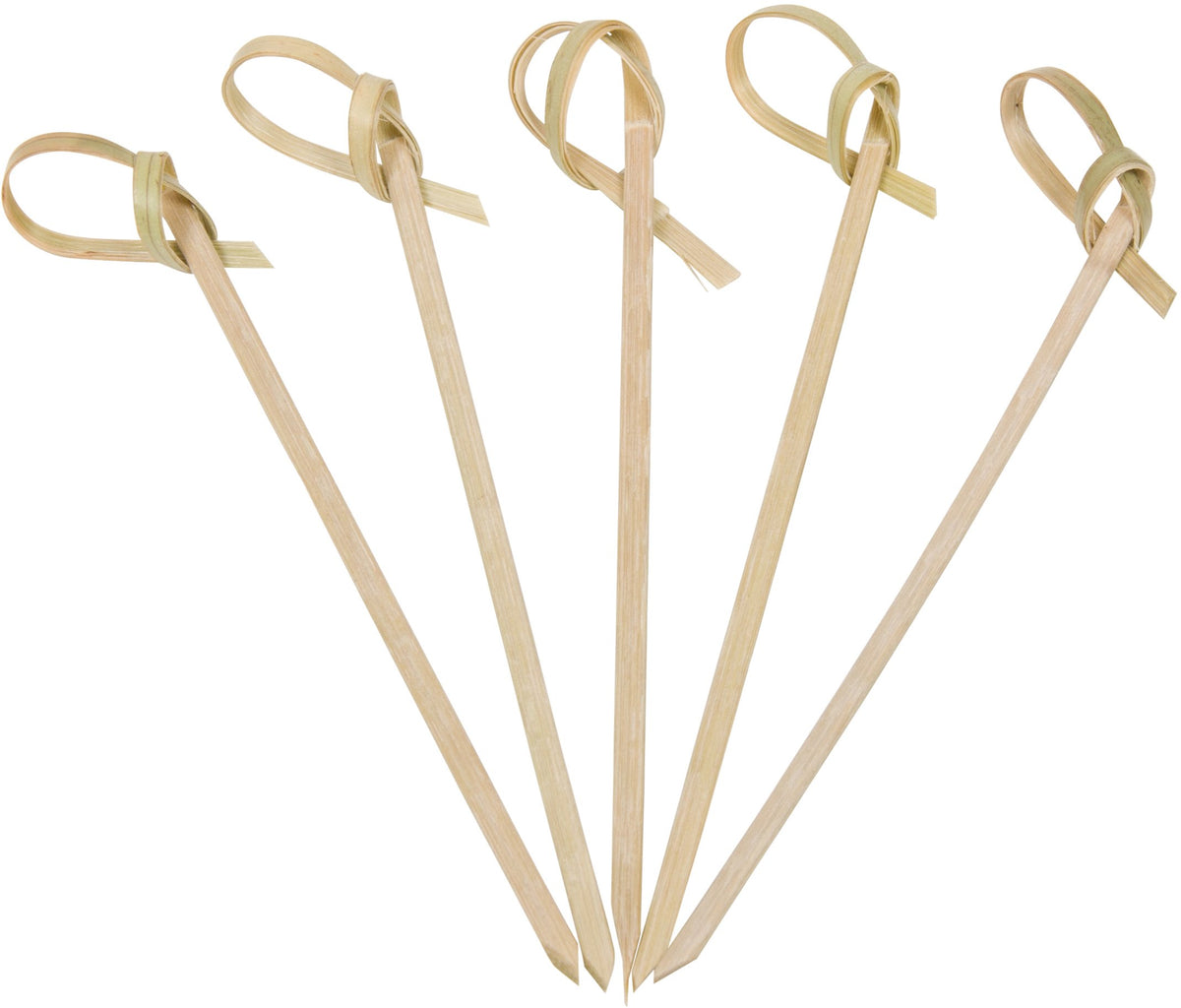 Kingseal Bamboo Wood Flower Knot Picks, Skewers, 3.5 Inches, Perfect For Cocktails And Appetizers - 5 Packs Of 100 Each (500 Cou