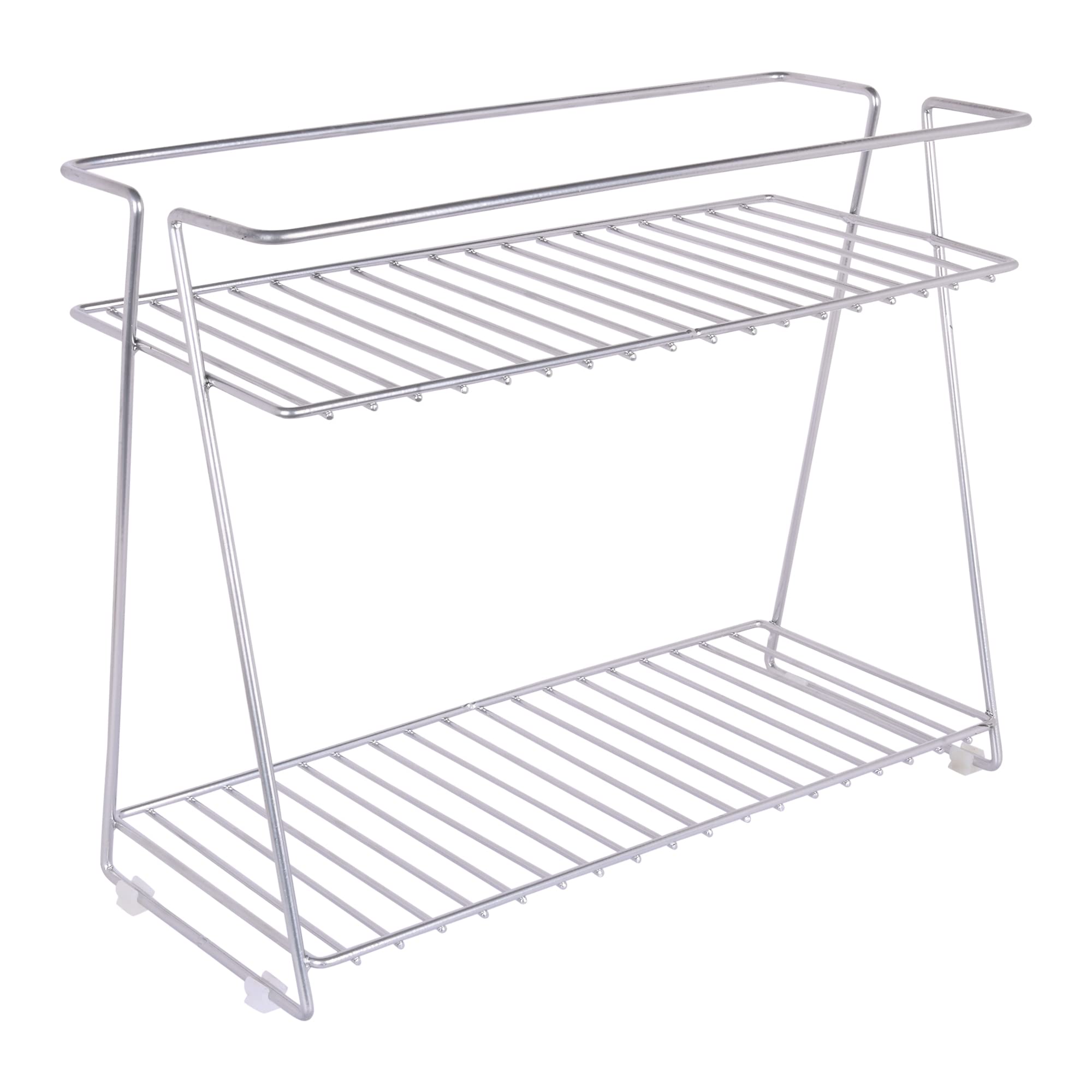 Appeasy Metal Countertop Spice Rack 2Tier Kitchen Spice Organizer Storage Shelves, Silver