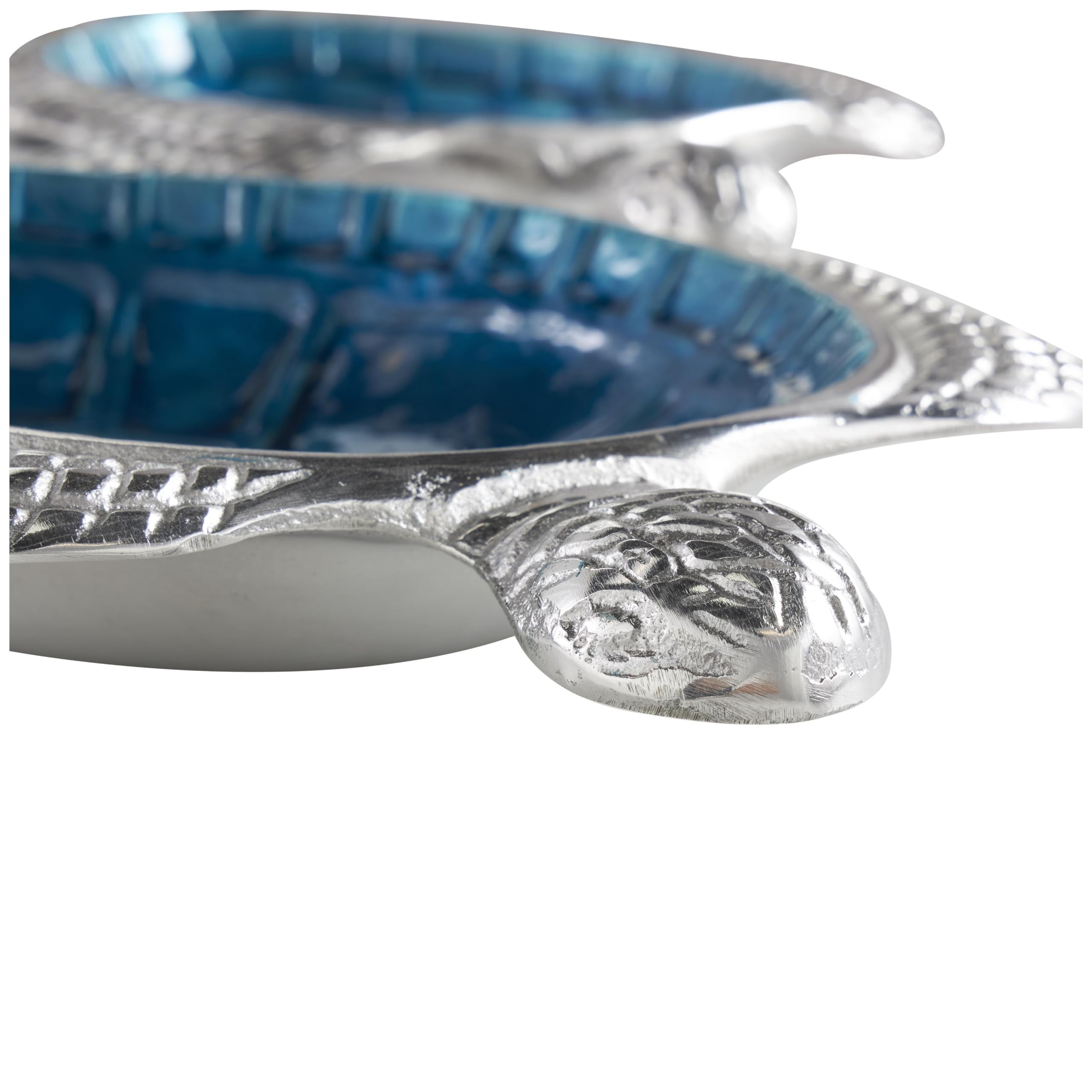 Deco 79 Aluminum Metal Turtle Decorative Bowl Decorative Bowl Enameled Decorative Containers with Silver Metal Exterior, Set of