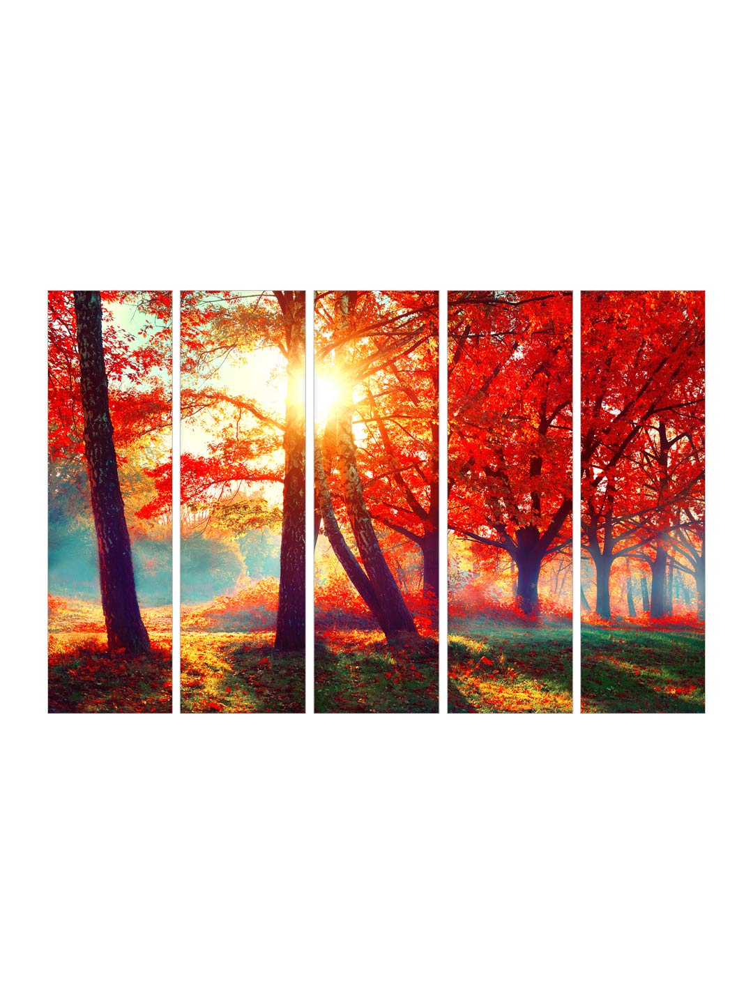 999STORE house decorating things painting for living room with frame Red leaves tree forest wall art panels hanging tree paintin