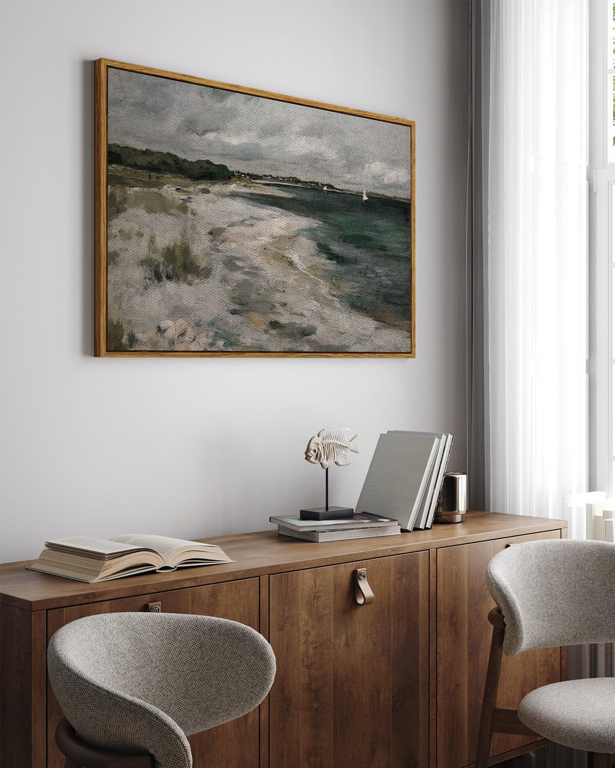 InSimSea Framed Landscape Canvas Wall Art | Seaside Vinage Painting Prints Coastal Wall Art | Modern Farmhouse Decor | Rustic Wall Decor for Living Room Bedroom | French Country Decor 24x36inch