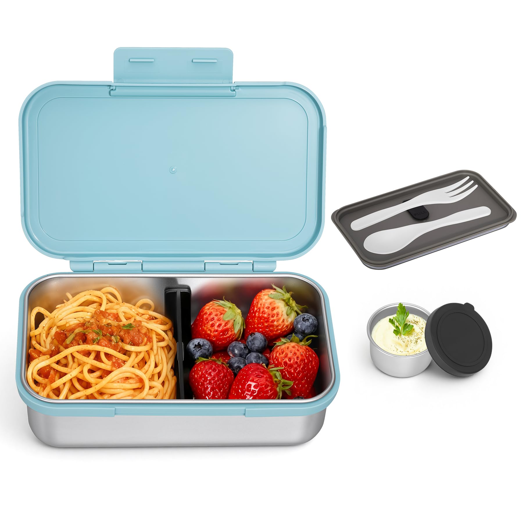 Reeple Stainless Steel Lunch Box, LeakProof Metal Bento Box with Adjustable Divider, Lunch Container for School Office Picnics 