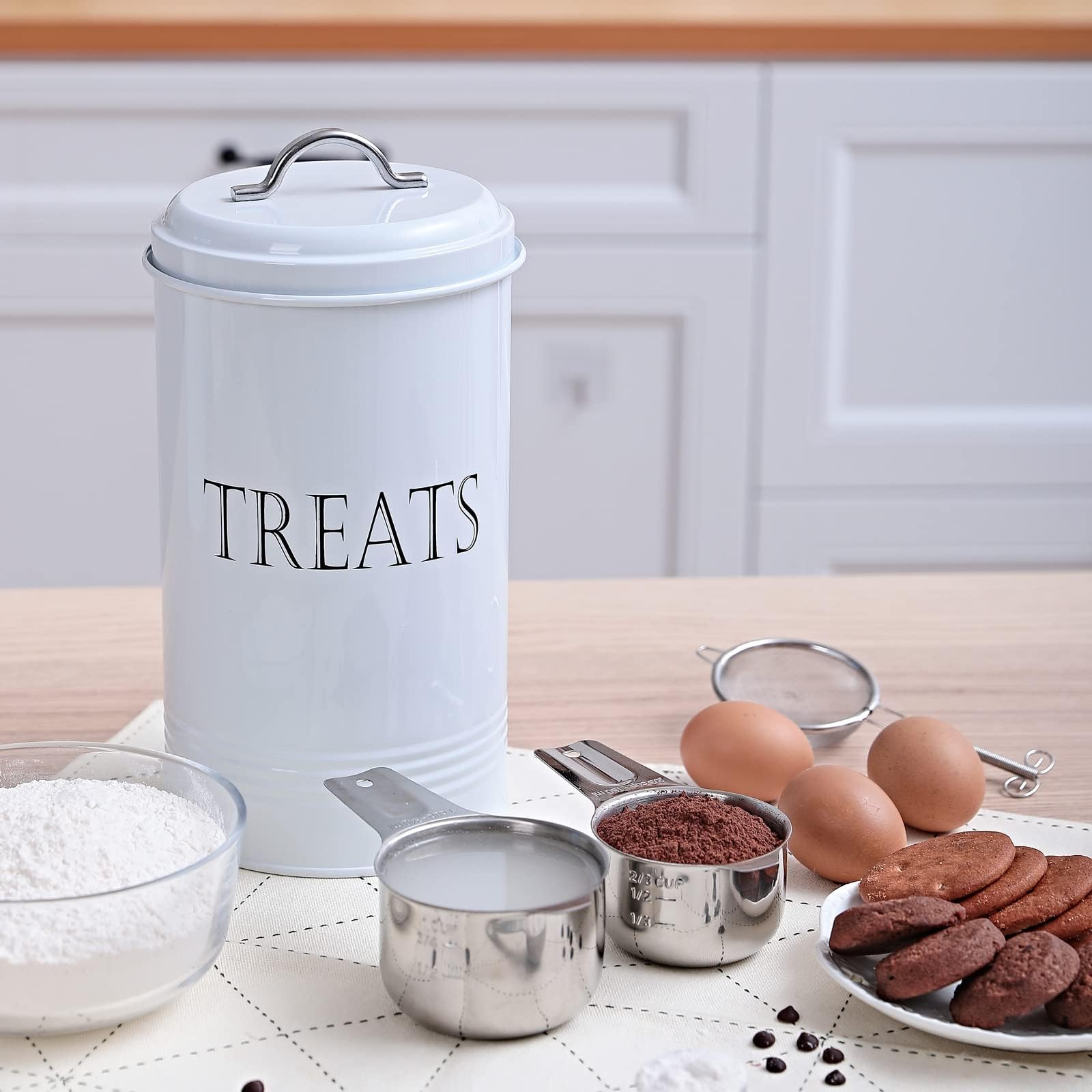 Brightalk Treat Jar With Lid, Cookies Treat Container Counter Top Canister Decorative Storage Container For Farmhouse Kitchen