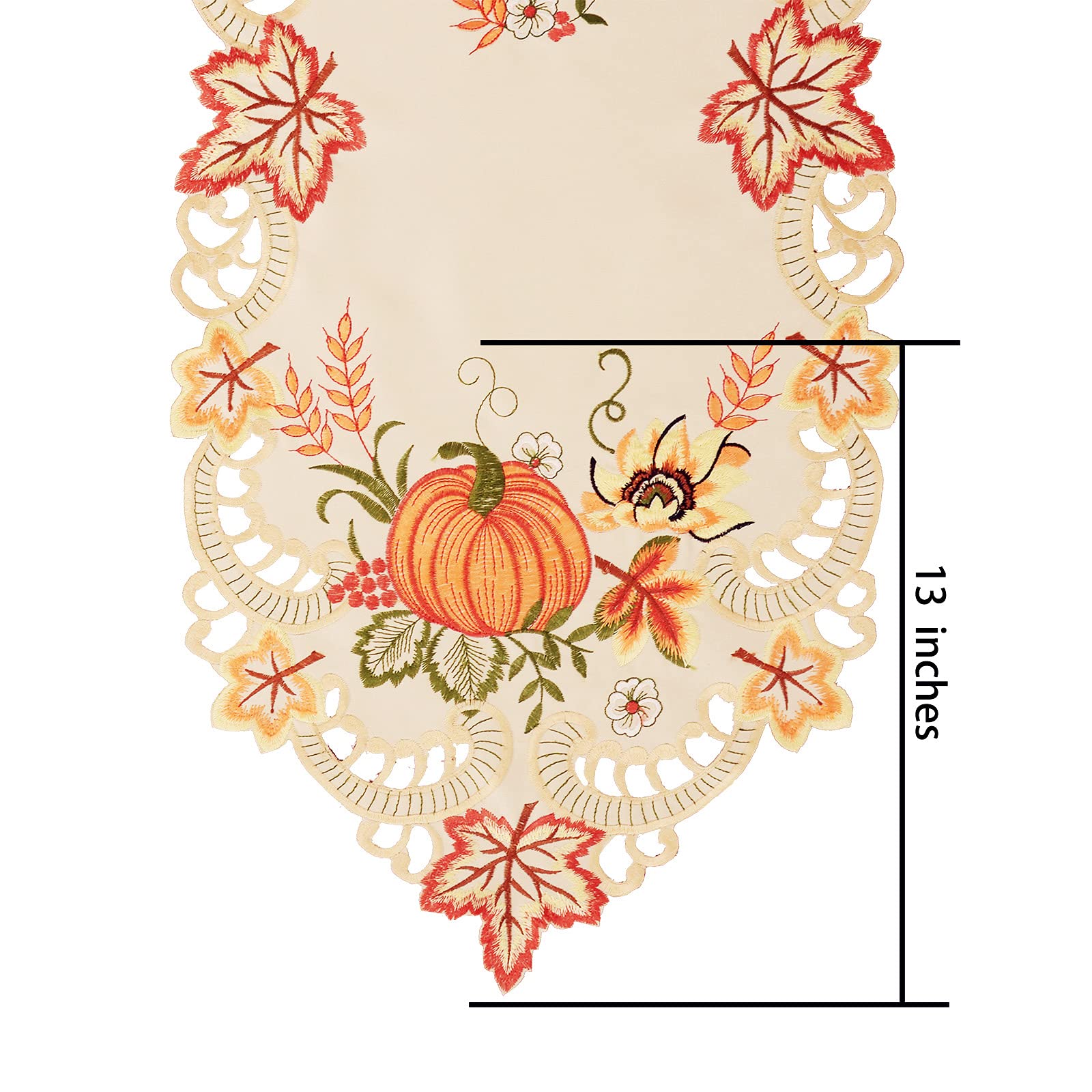 Simhomsen Embroidered Thanksgiving Harvest Pumpkins Table Runners for Autumn Or Fall Decorations (14    108 Inches)