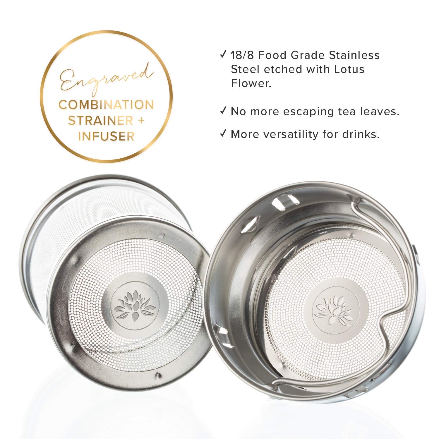 The Lotus Tea Tumbler Accessory Pack. Inc Strainer, Infuser, Bamboo Lid With Seal.