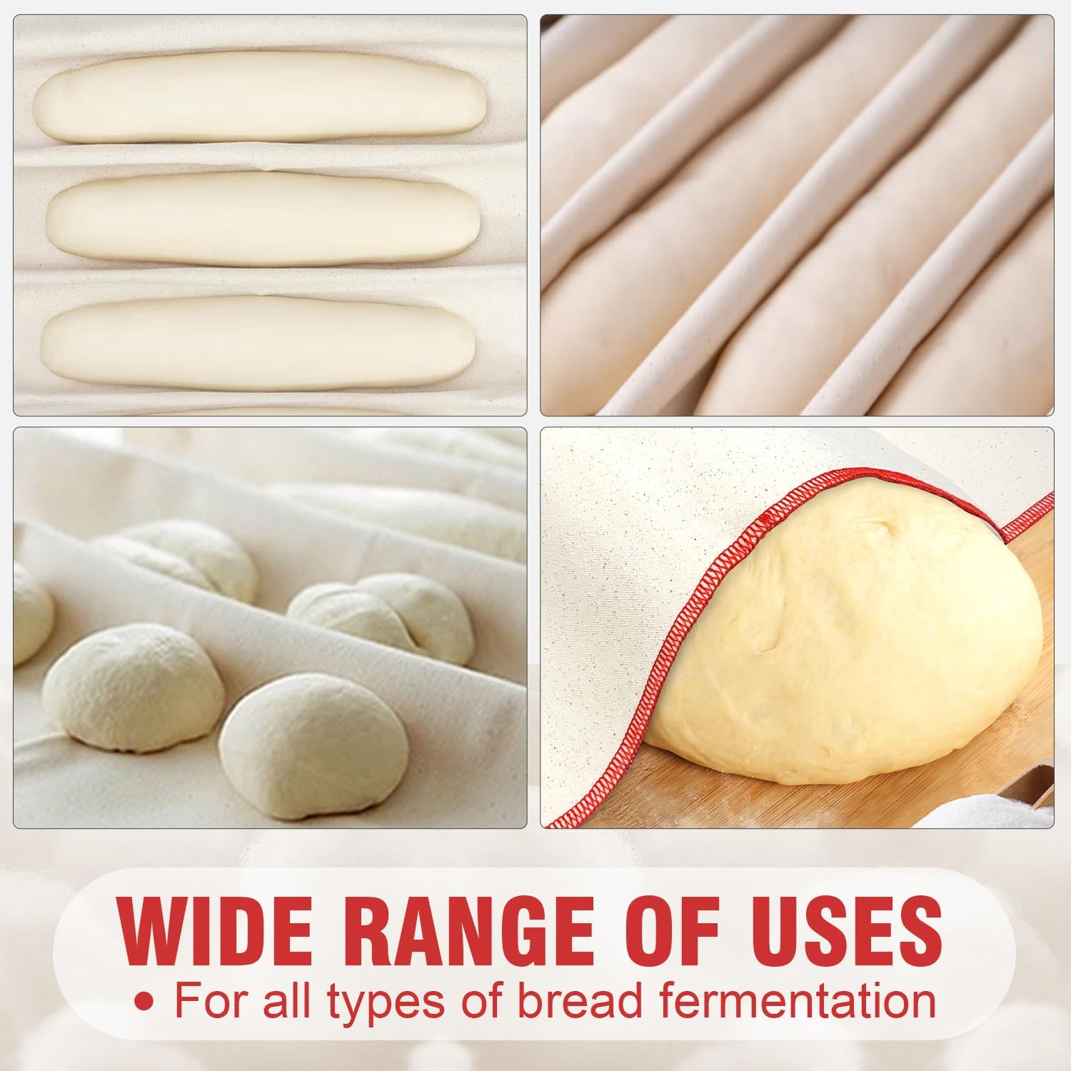 Walfos Professional Proofing Cloth, 29''X17'' Heavy Duty Bakers Dough Couche, Natural Cotton, Shaping Tool For Baguettes, Loaves