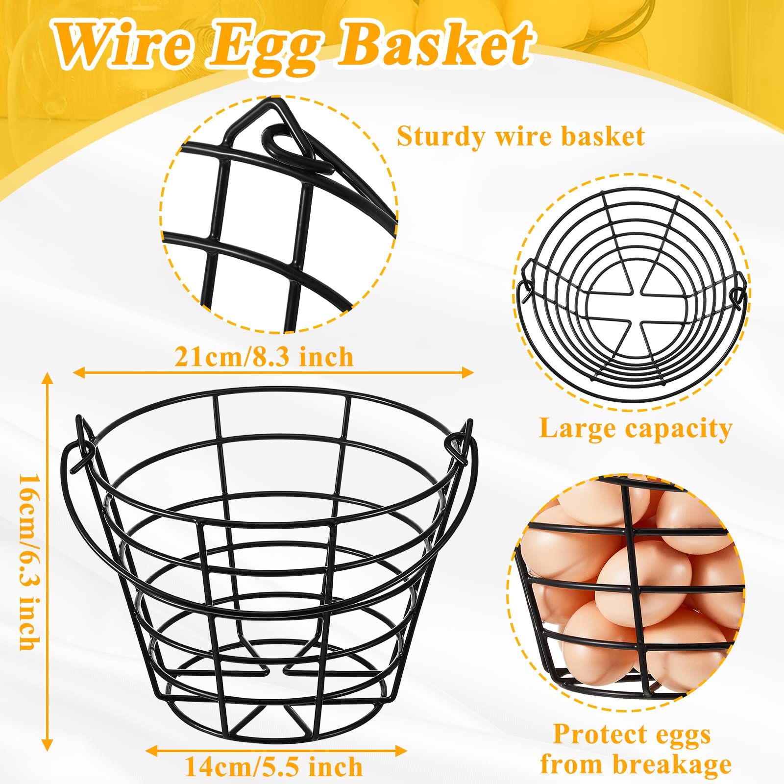 Zubebe 2 Pcs Egg Basket For Collecting Eggs With Handle, 9.4'' Tall Spiral Egg Holder Countertop And 8.3'' Width Egg Storage Rac