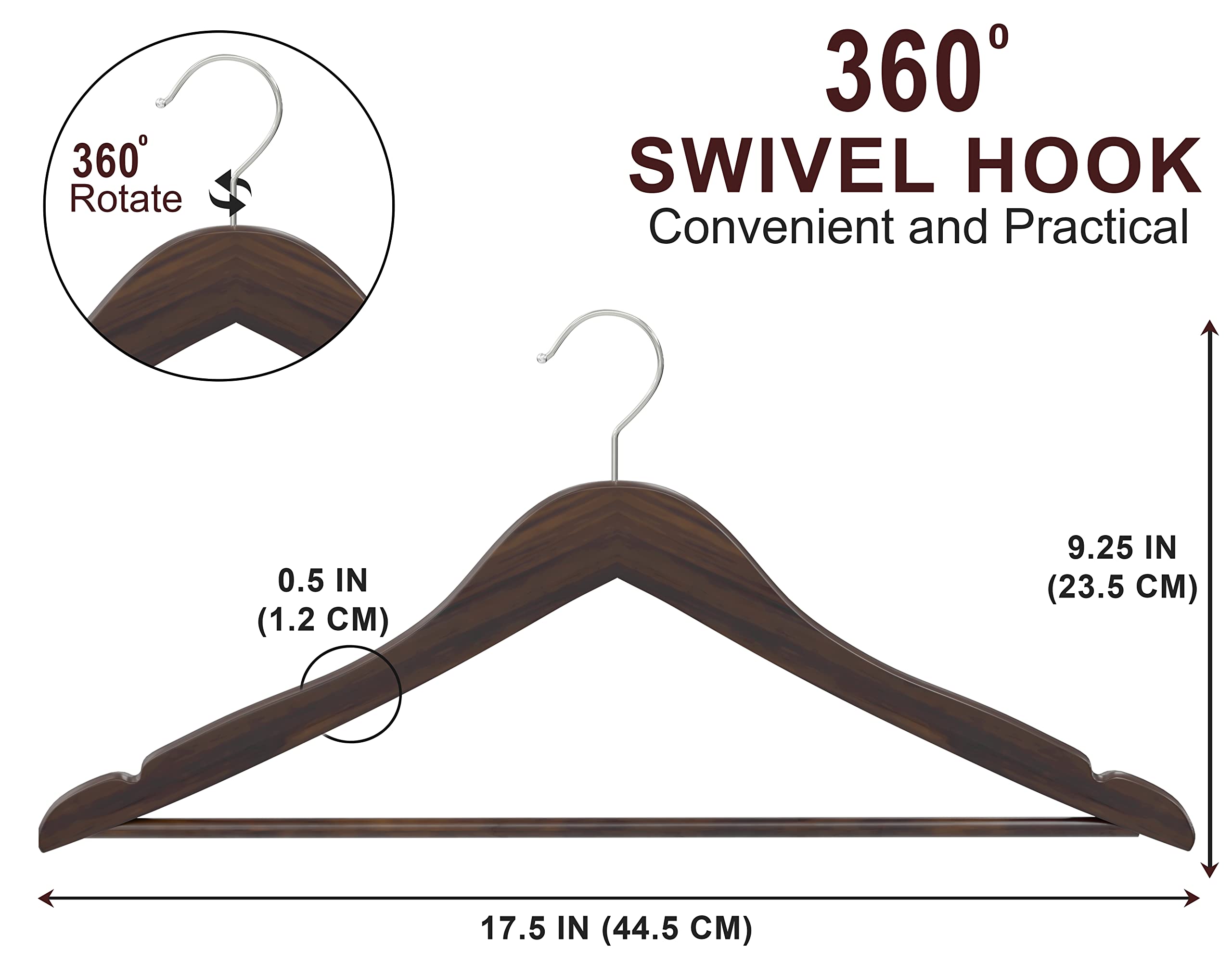 Utopia Home Premium Wooden Hangers 30 Pack - Durable & Slim Coat Hanger - Suit Hangers with 360-Degree Rotatable Hook - Wood Hangers with Shoulder Grooves (Vintage Color)