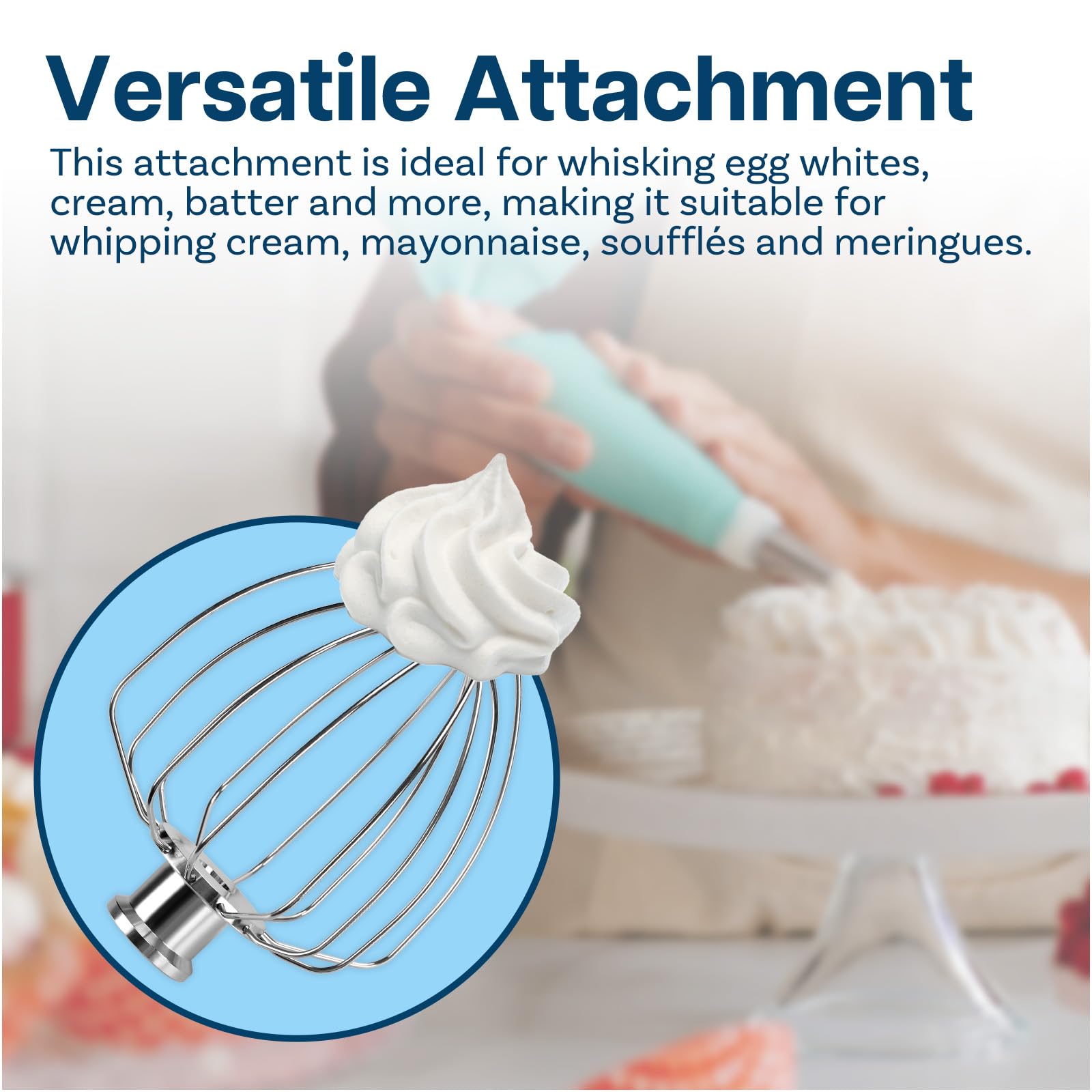 MMOBIEL 6-Wire Whip Attachment Replacement K45WW Stainless Steel Whisk Compatible with KitchenAid Mixer Accessories - Egg Cream Stirrer - Cup Cakes Batter Whip - Mayonnaise Mixer