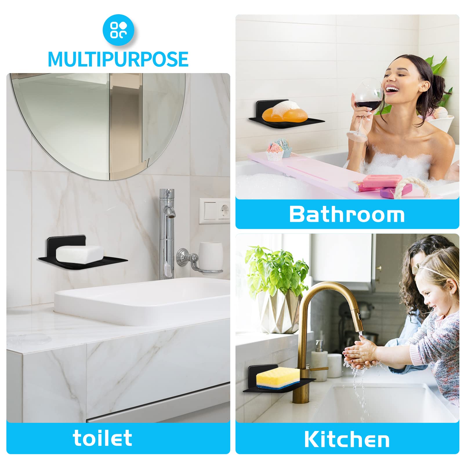 Yuzp Soap Holder For Shower,Stainless Steel Soap Dish,Simple Bar Soap Tray,Wall Mounted Soap Stand With 3M Adhesive Back,Rustpro