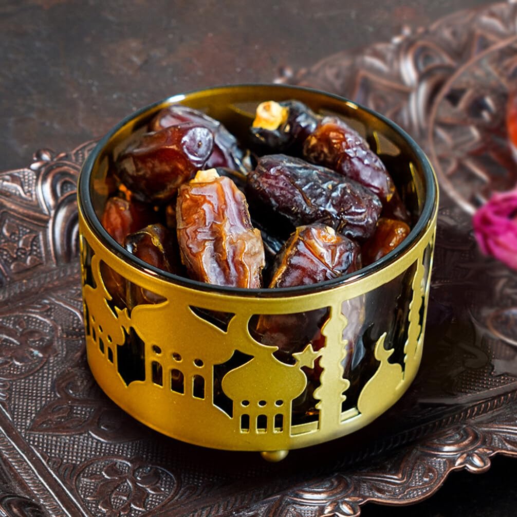 Sewacc Ramadan Candy Dish With Lid, Eid Mubarak Trays Plates Serving Jar Ramadan Food Storage Container Eid Cookie Trays Trinket