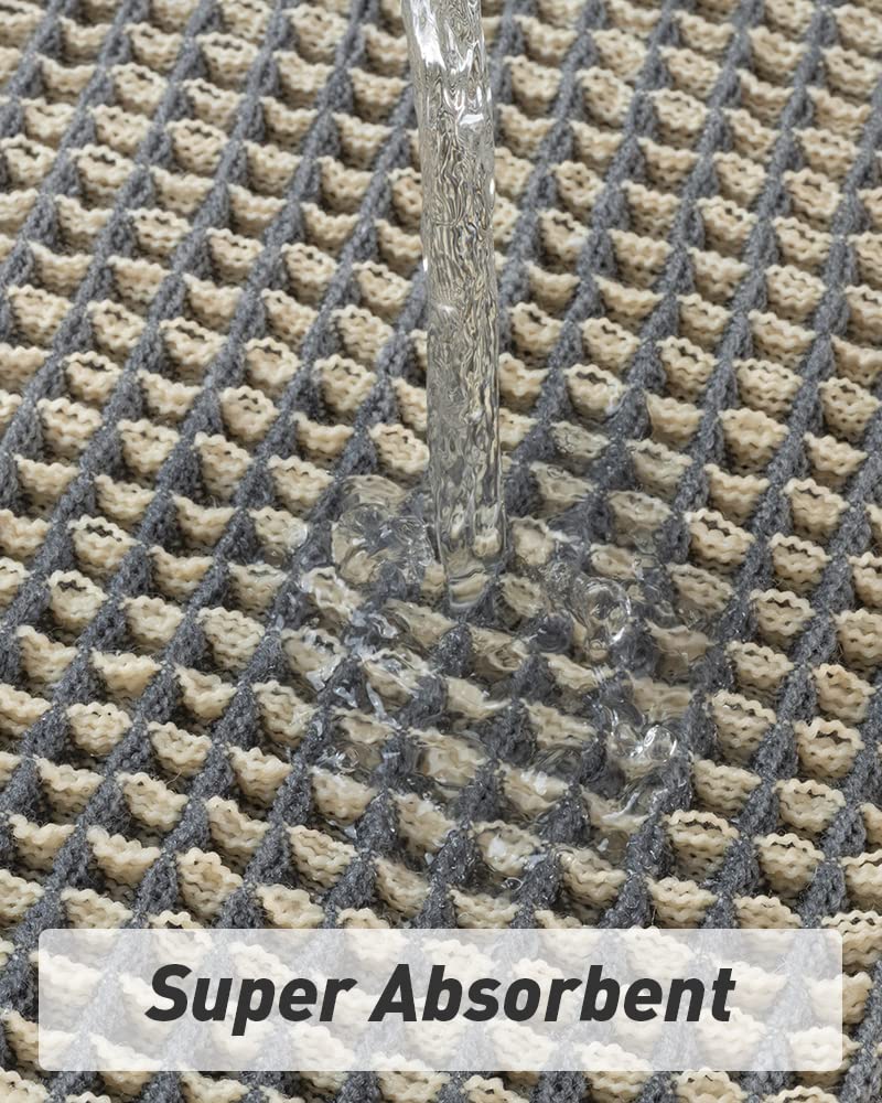 AMOAMI Upgraded Waffle Bath Mat  Super Absorbent Non Slip Bath Mats for Bathroom Floor  Machine Washable Bathroom Rugs with Tassels  Rubber Backed Bathroom Mats Ultra Soft  24'' x 36''