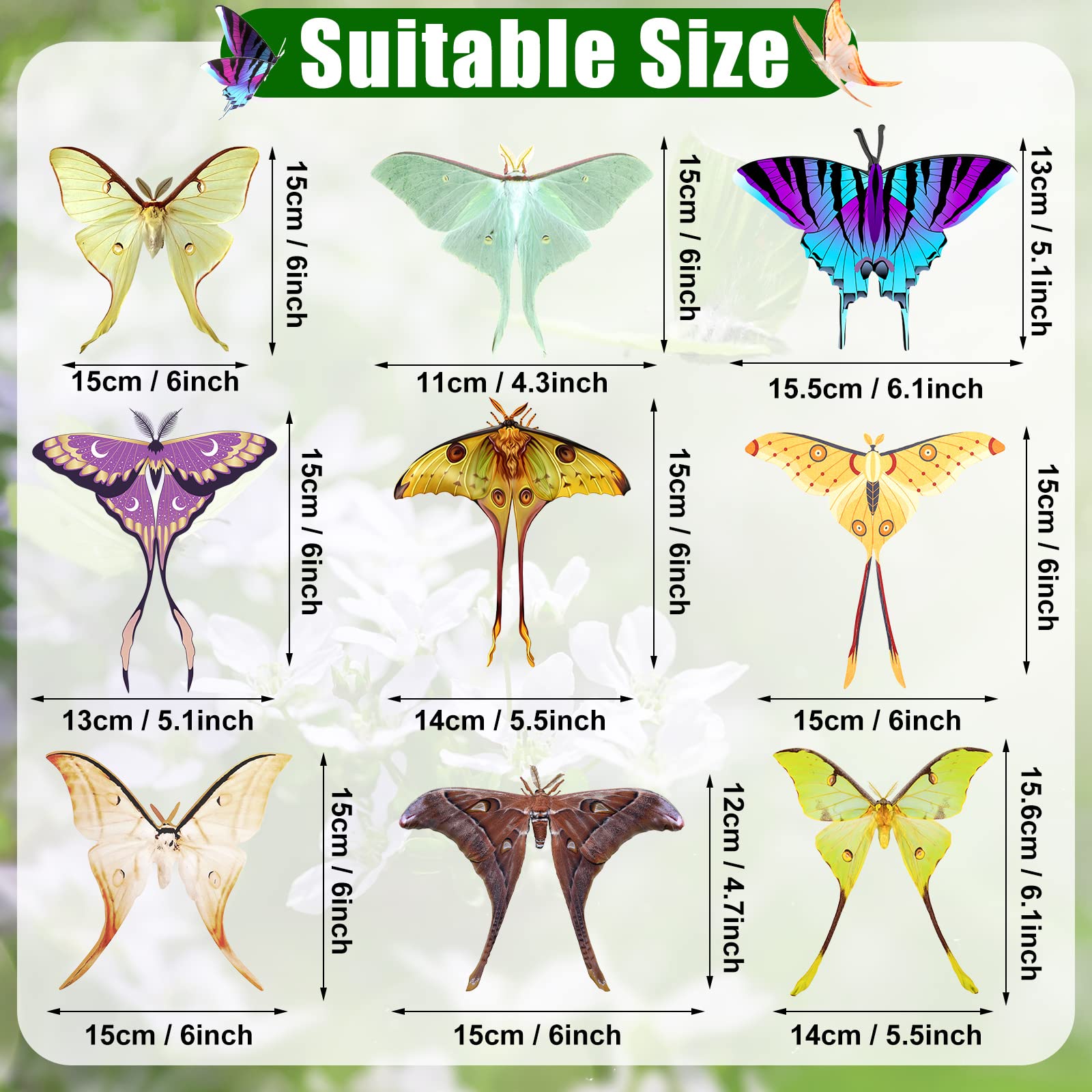 Rtteri 63 Pcs Butterfly Wall Decor Stickers Butterflies Removable Double Sided 3D Butterfly Moth Decal 6 Inch Butterfly Party De