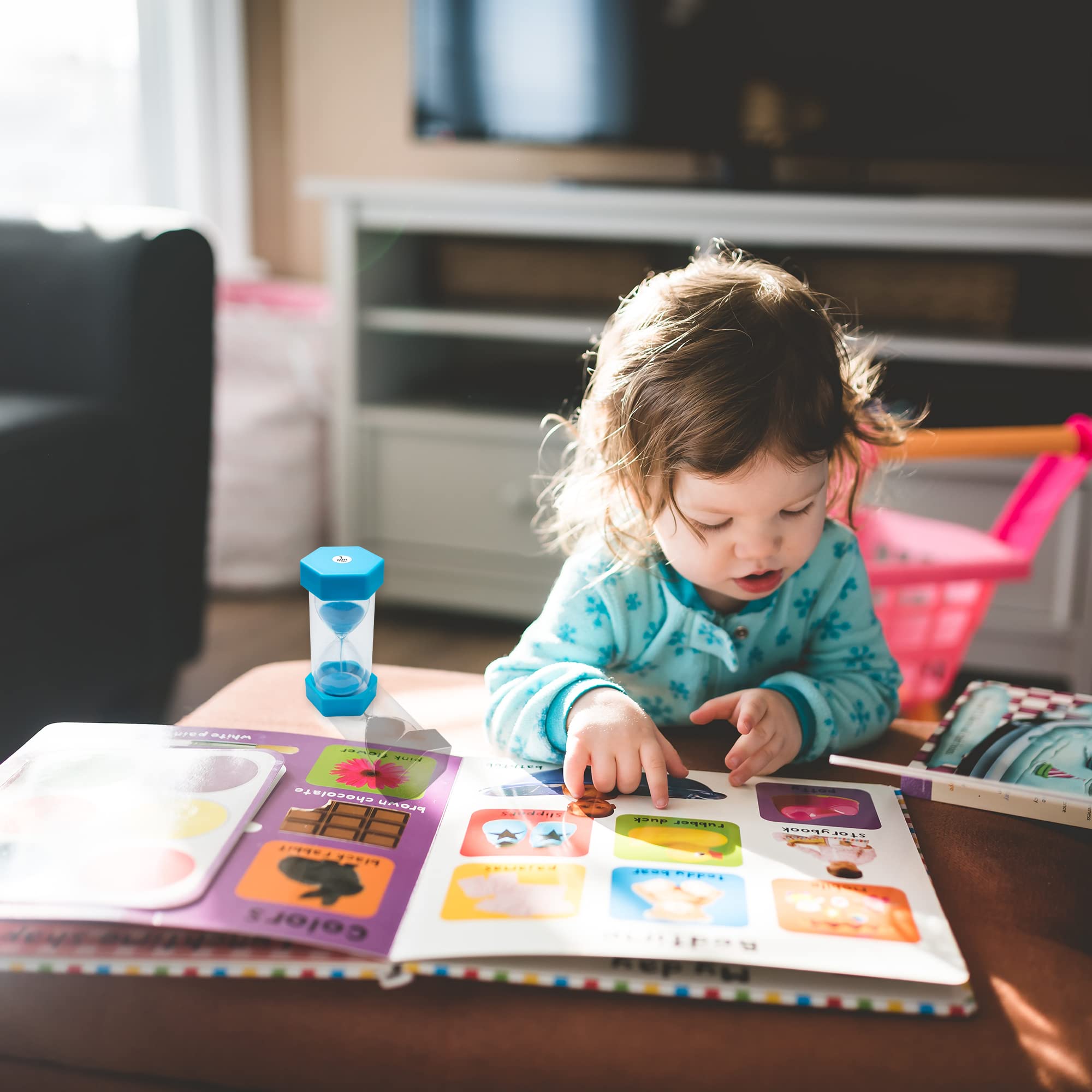Teacherfav Sand Timer For Kids - 1 Minute Blue - 5 Inches Hour Glass Acrylic Covered Clock For Classroom, Home & Kids Room - Med