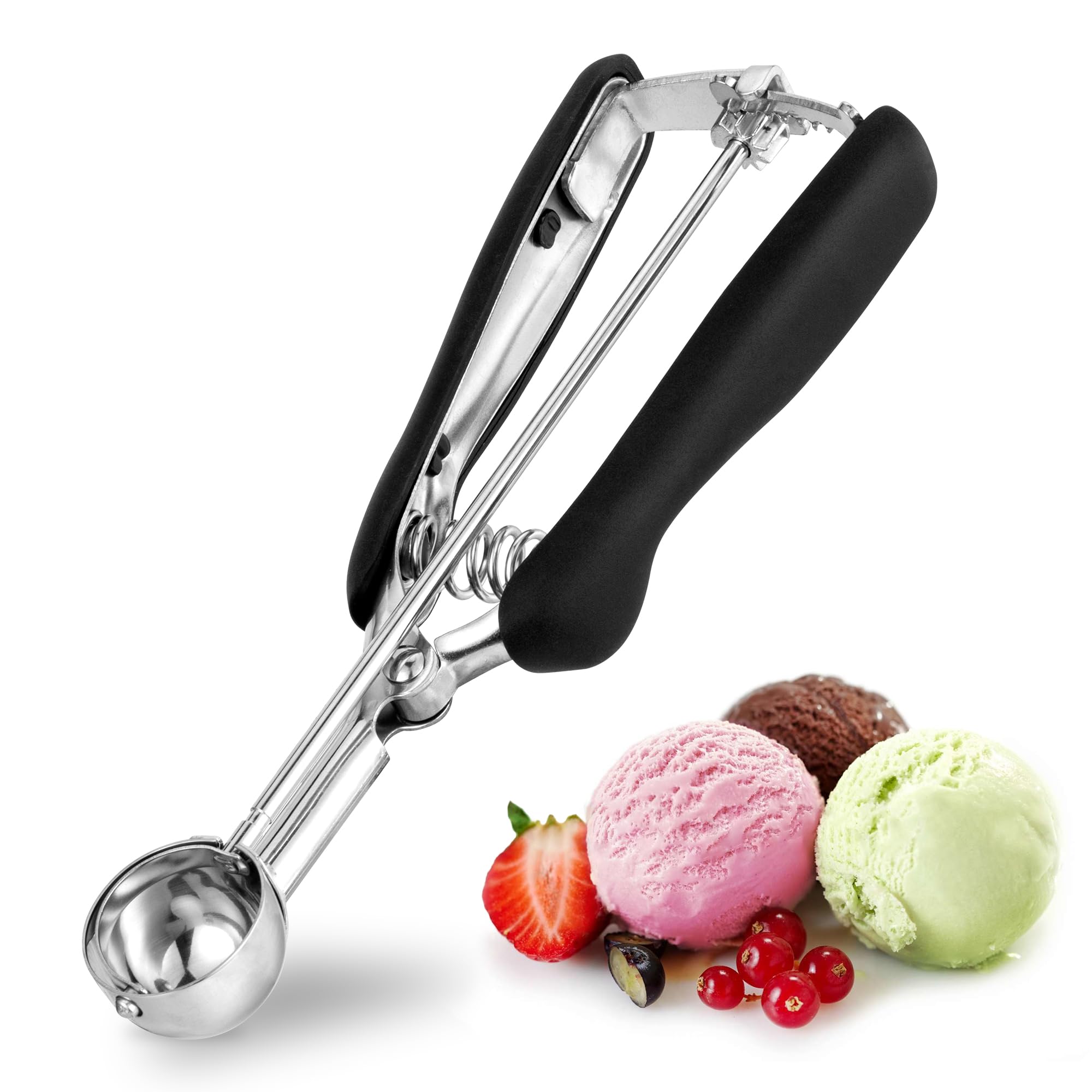 Small Cookie Scoop 2 Tsp, Professional Stainless Steel Ice Cream Scoop 30 Mm, Melon Baller Scoop Good Soft Grips, Quick Trigger
