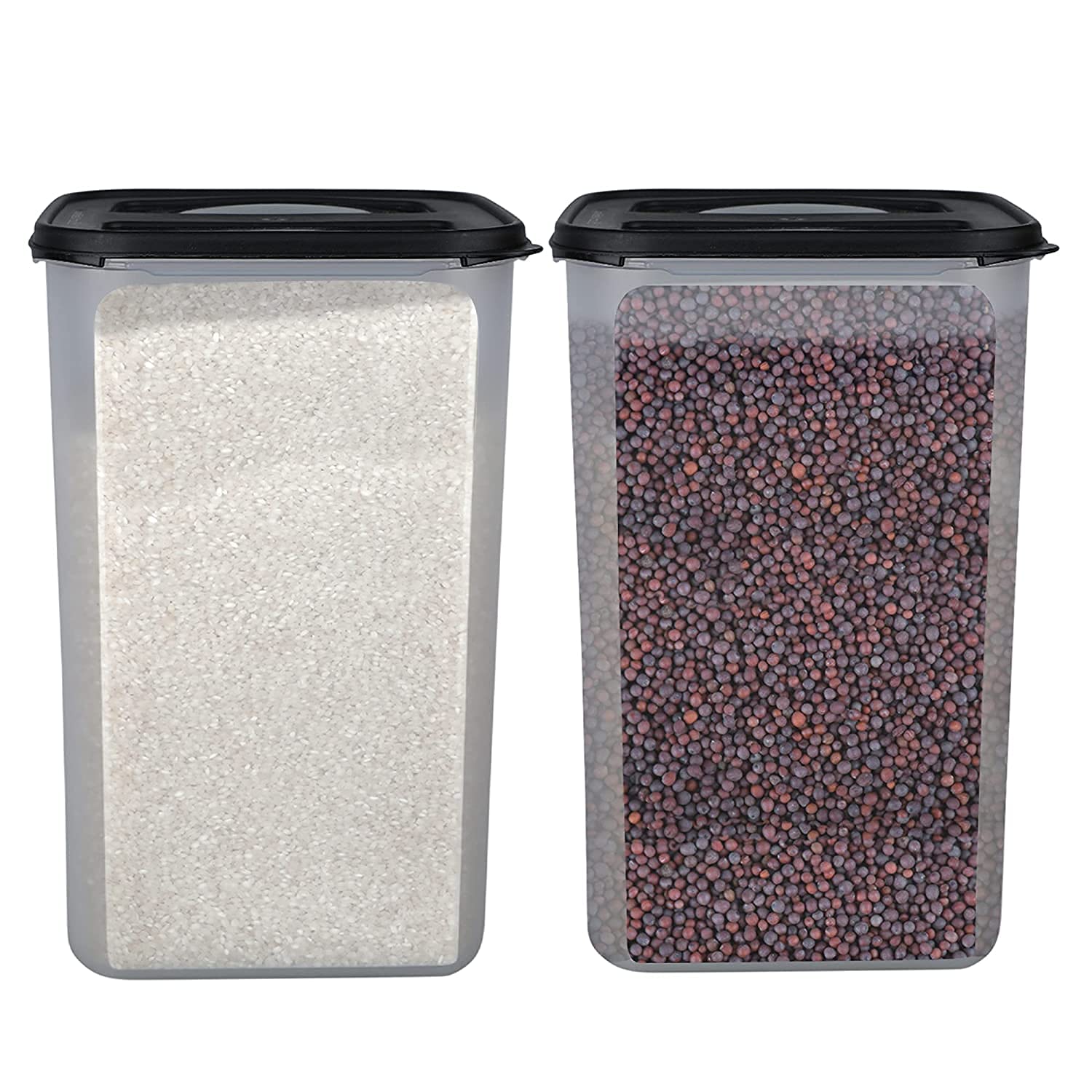 Simparte 7.5L Square Plastic Container With Black Lid Set Of 2 BpaFree Airtight Modular Stackable Food Storage Box For Kitchen 