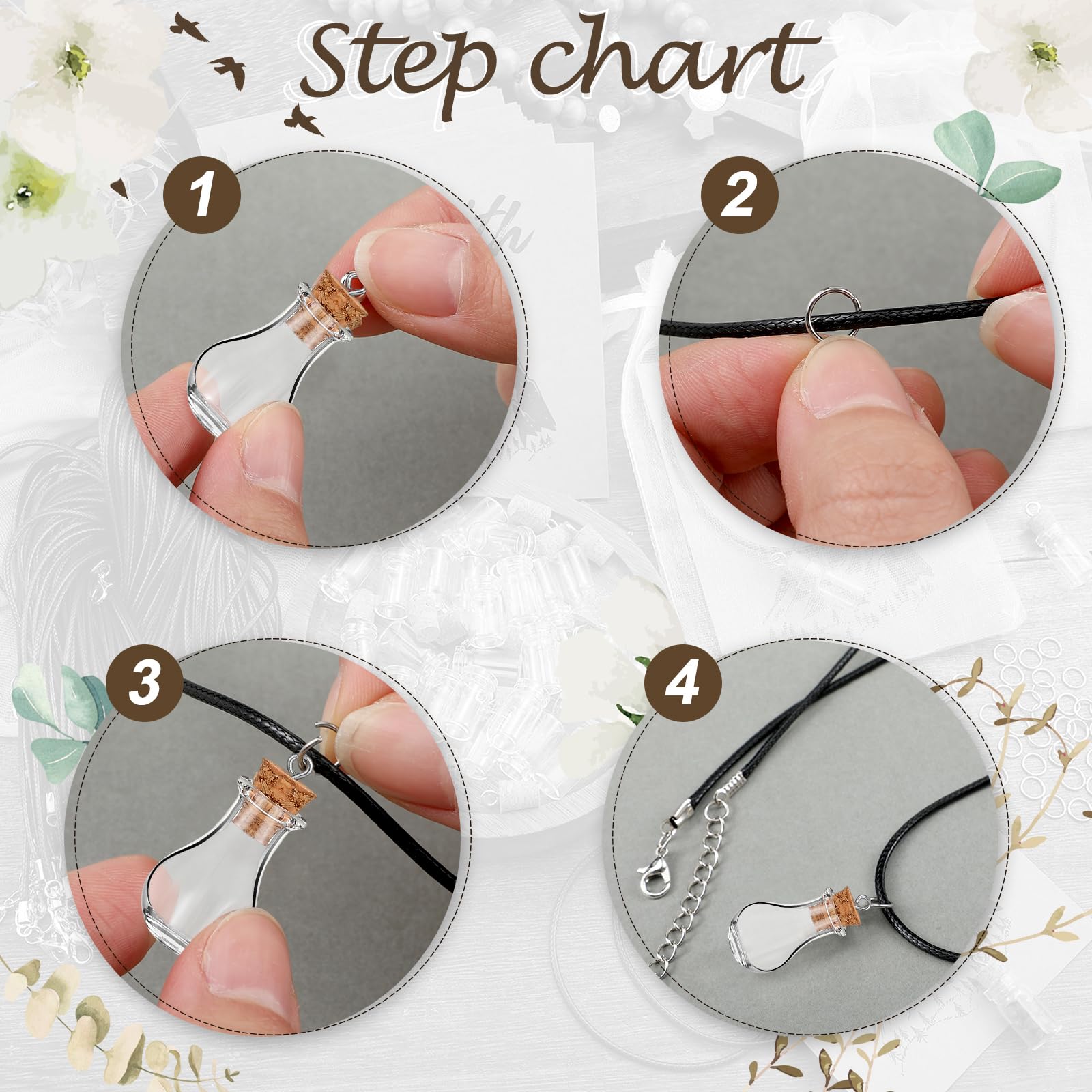 Teenyyou 50/100 Set Mustard Seed Faith Necklace Christian Gifts for Woman DIY 0.5ml Mini Glass Jars Craft Necklace with Christia