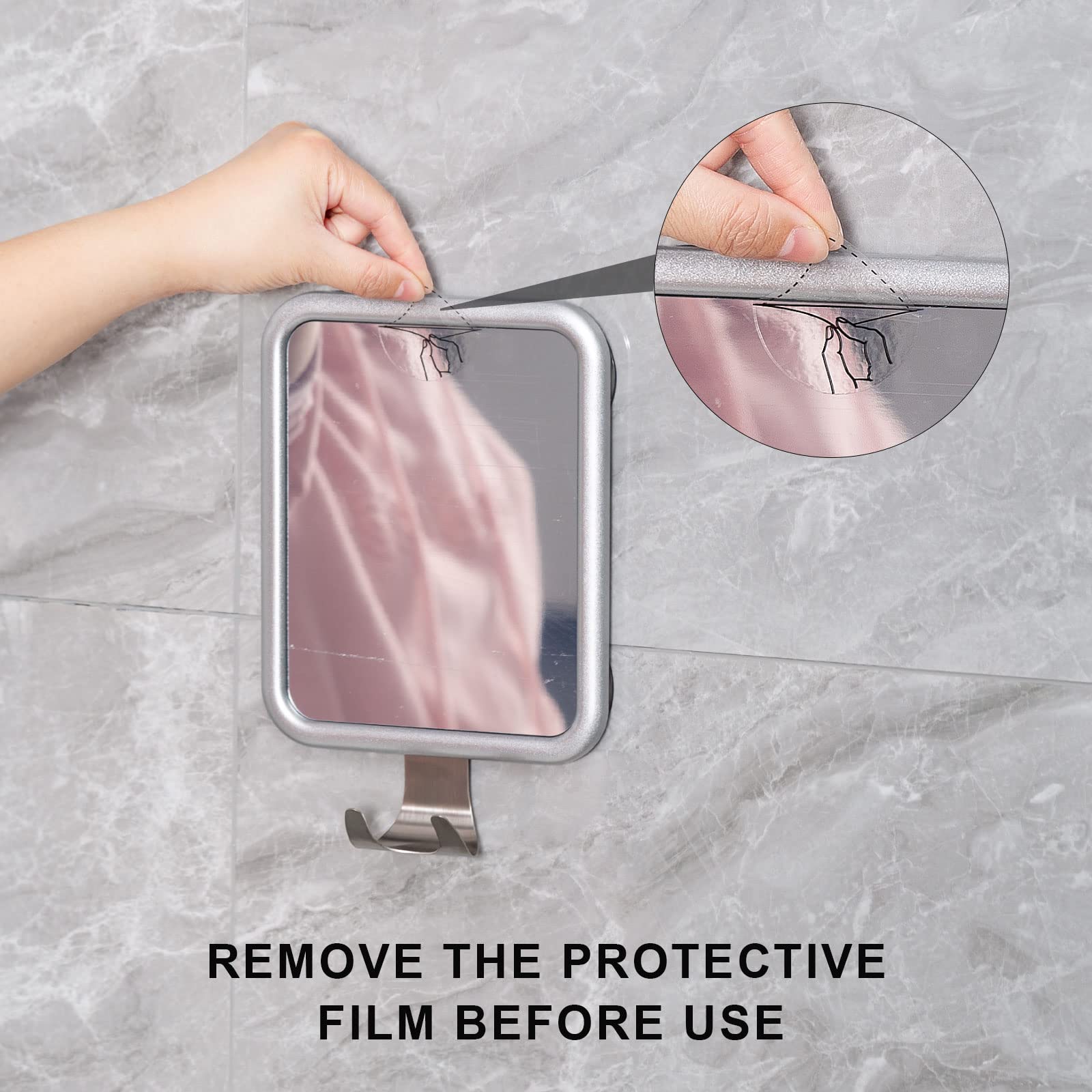 Ettori Shower Mirror Fogless For Shaving- With 4 Suctions, Anti Fog Mirror For Shower, Bathroom, Vanity, Bathtub, Razor Holder F