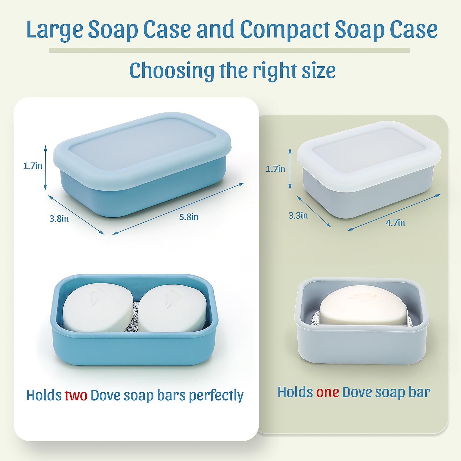 Enhanced Leak Proof Travel Soap Case, Shampoo Bar Holder, Large Silicone Soap Container With Drainage Layer, Portable Bar Soap H