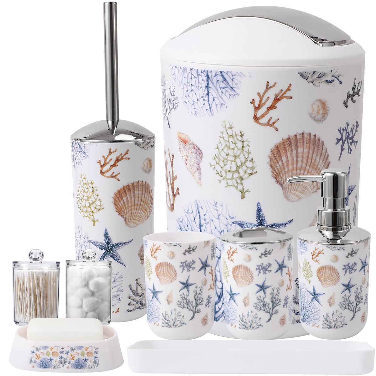 Bathroom Accessories Set 9 Piece Sea Bathroom Sets With Trash Can Bathroom Accessory Set Ocean Bathroom Accessories Set