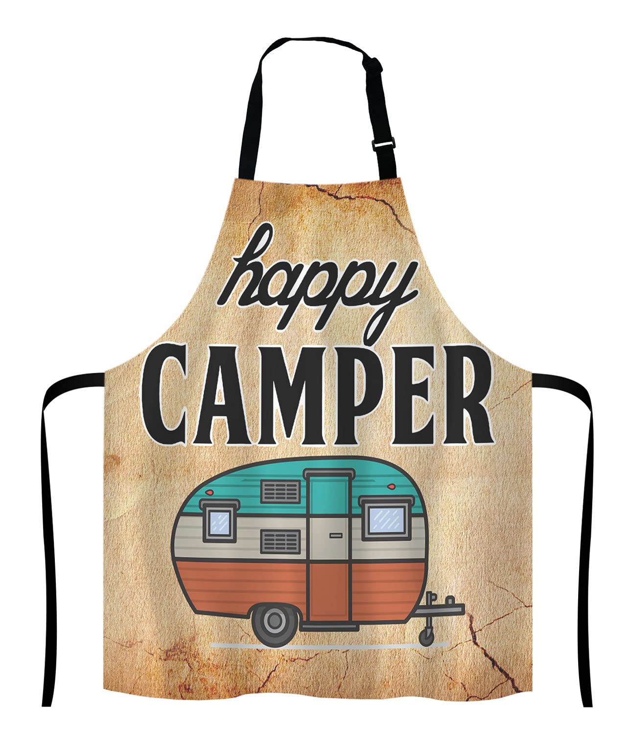 Lefolen Happy Camper Apron For Women And Men, Adjustable Kitchen Chef Apron For Cooking Baking - Cute Birthday, Anniversary, Mot