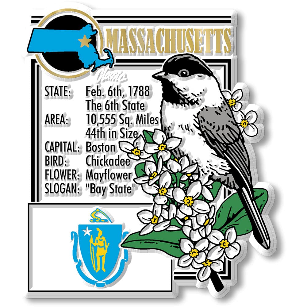 Massachusetts State Montage Magnet By Classic Magnets, 2.7 X 3.2, Collectible Souvenirs Made In The Usa