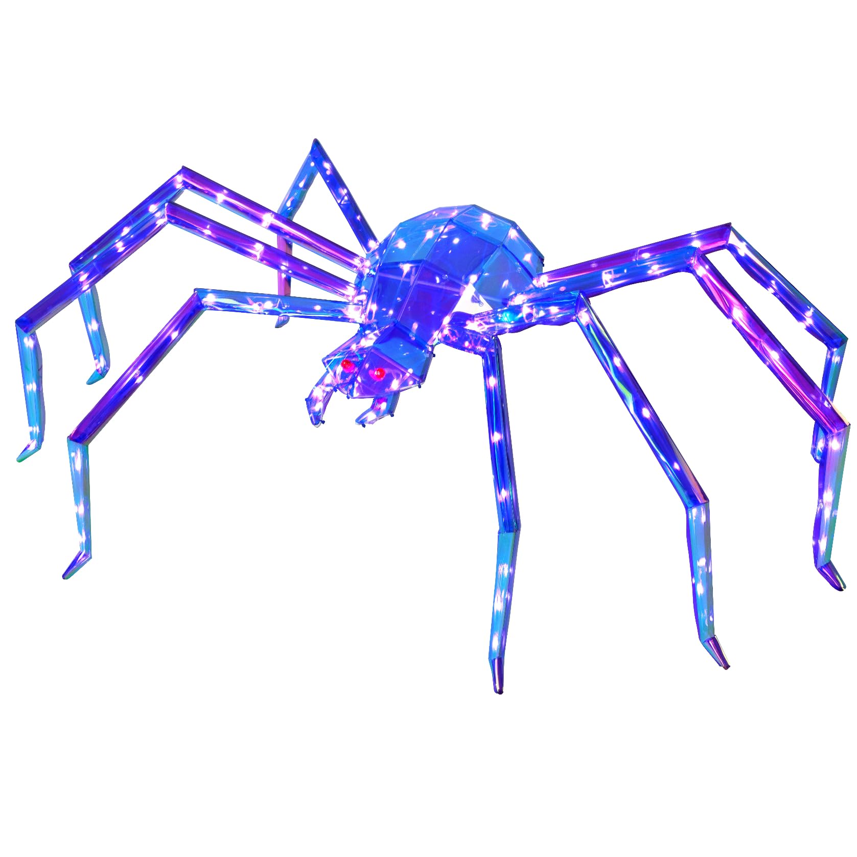 Prismatic Iridescent Giant Spider, 52 Pre-lit Large Outdoor Scary Prismatic Spider Decorations for Halloween 140 LED Light Up Gi