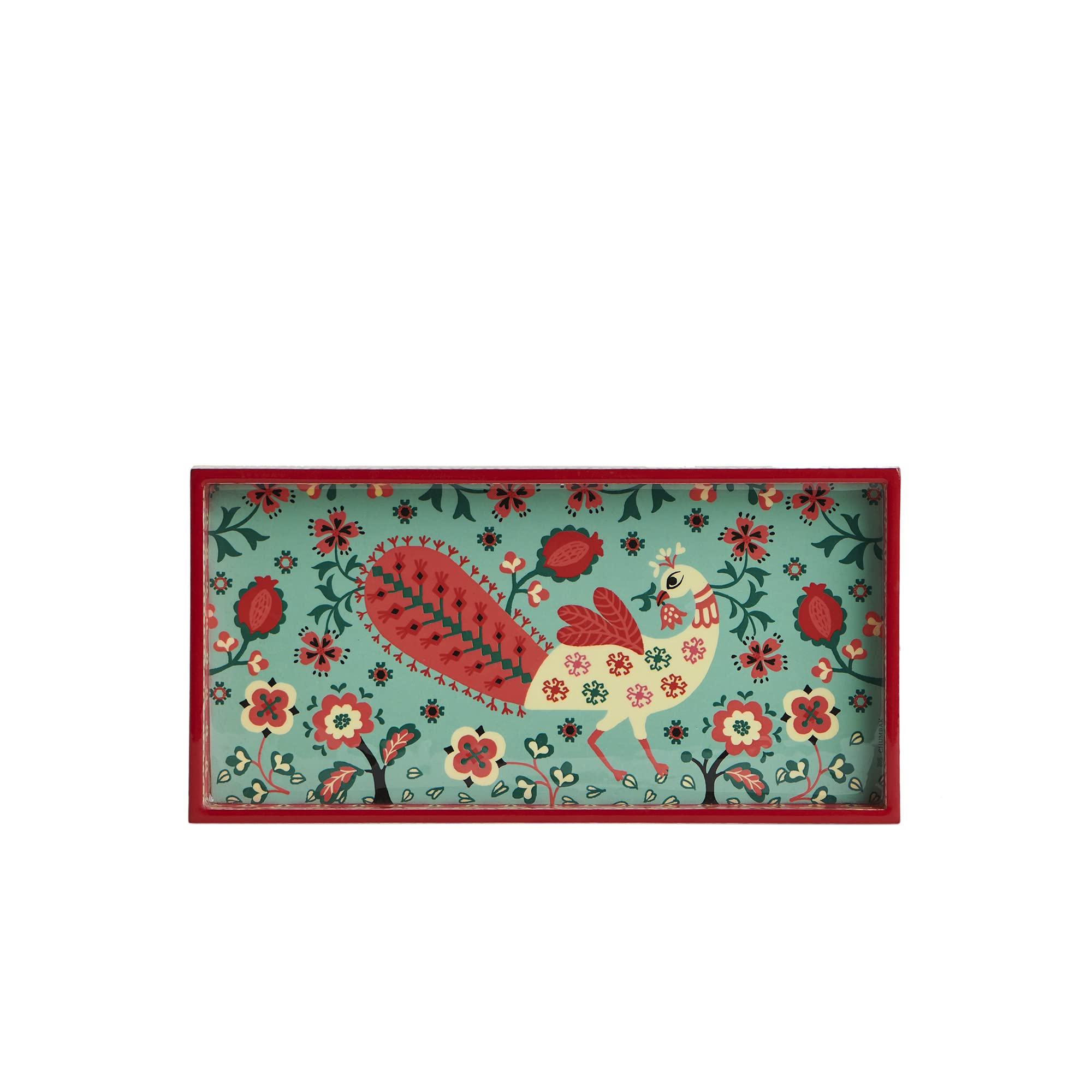 Chumbak Jaipur Gardens Kasuti Tray- Teal