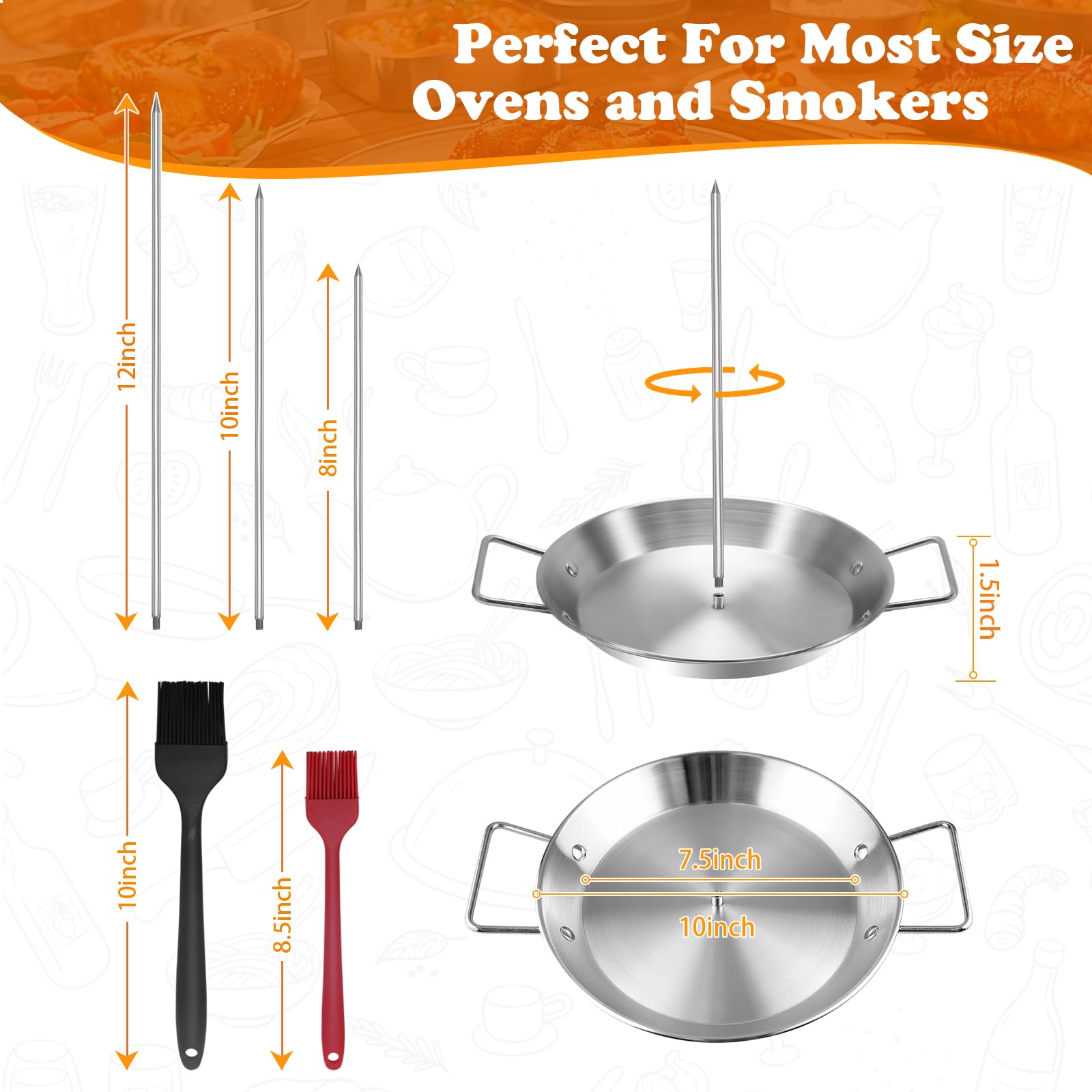 Al Pastor Skewer For Grill, Shawarma Skewer Stand, Stainless Steel Vertical Skewer, Brazilian Vertical Spit With 3 Removable Spi