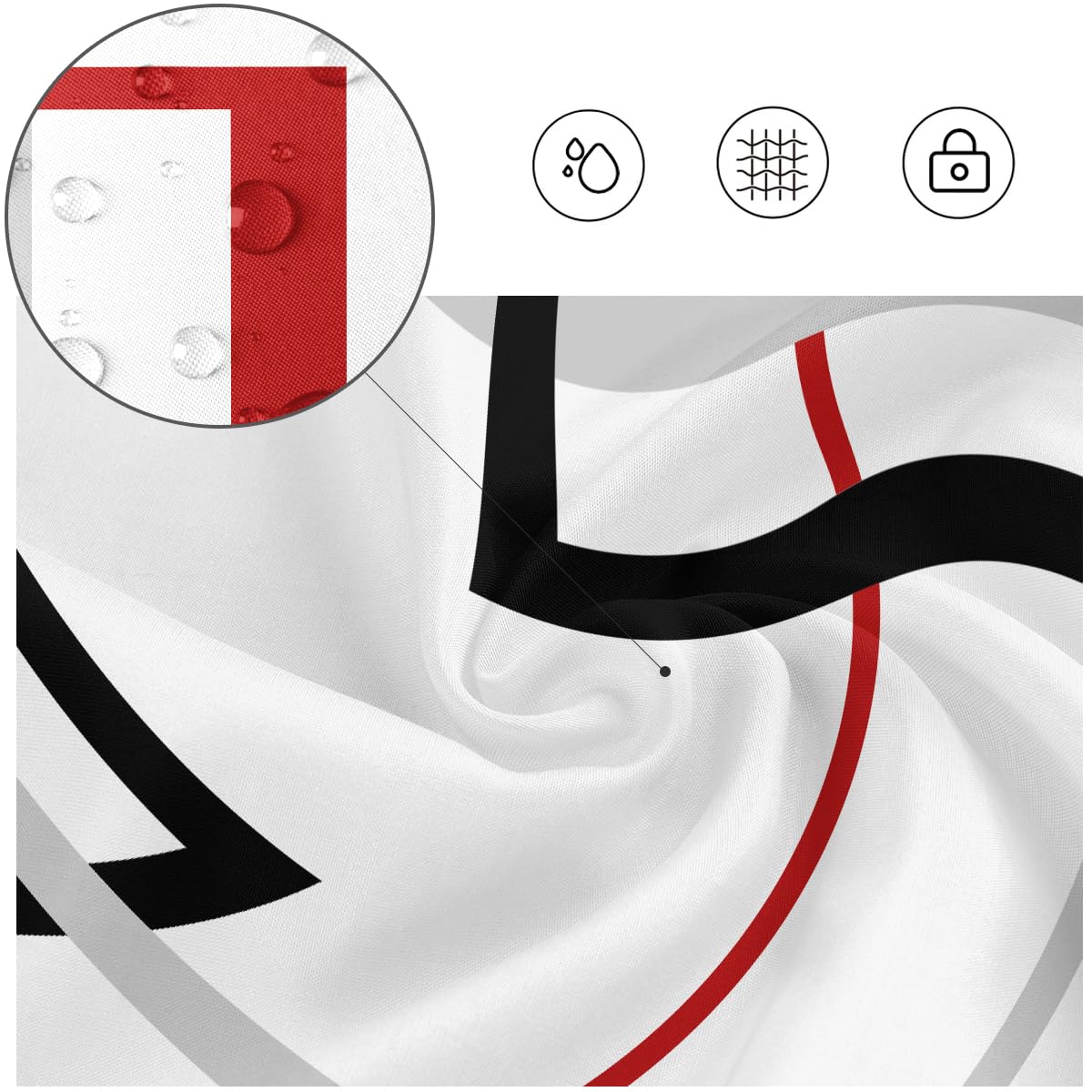 Kikiry Red Black Shower Curtain 72''W X 72''L Abstract White Grey Gray Geometric Cross Checkered Modern Geometry Minimalist Neut