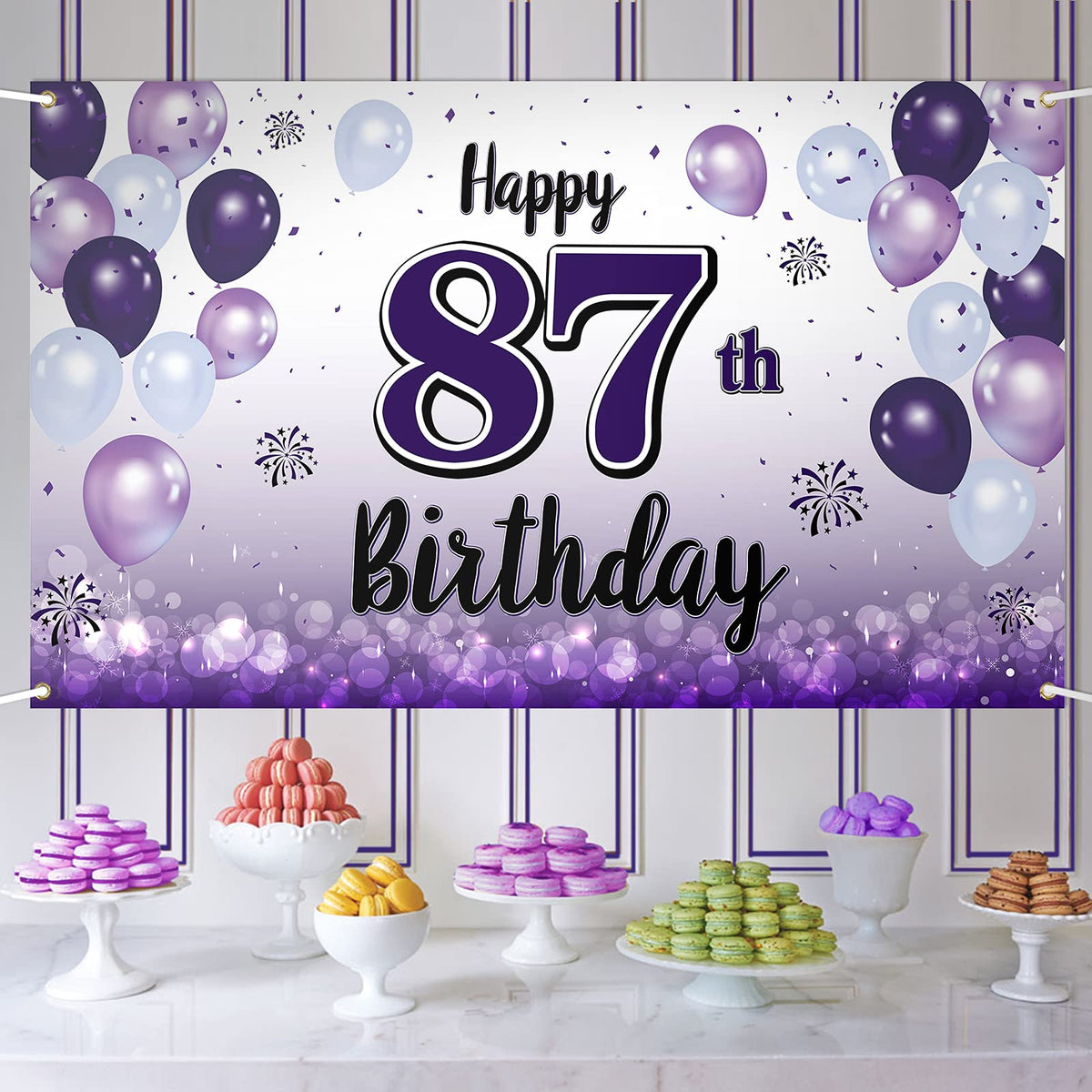 87th Laskyer Happy 87Th Birthday Decorations,87Th Purple Balloon Large Birt ...